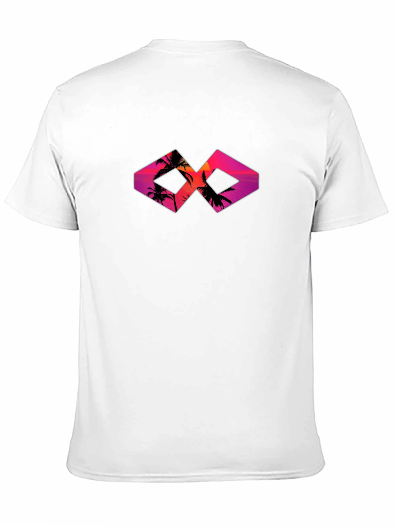 Sunset Palm Tree Graphic Tee - Black Cotton T-Shirt