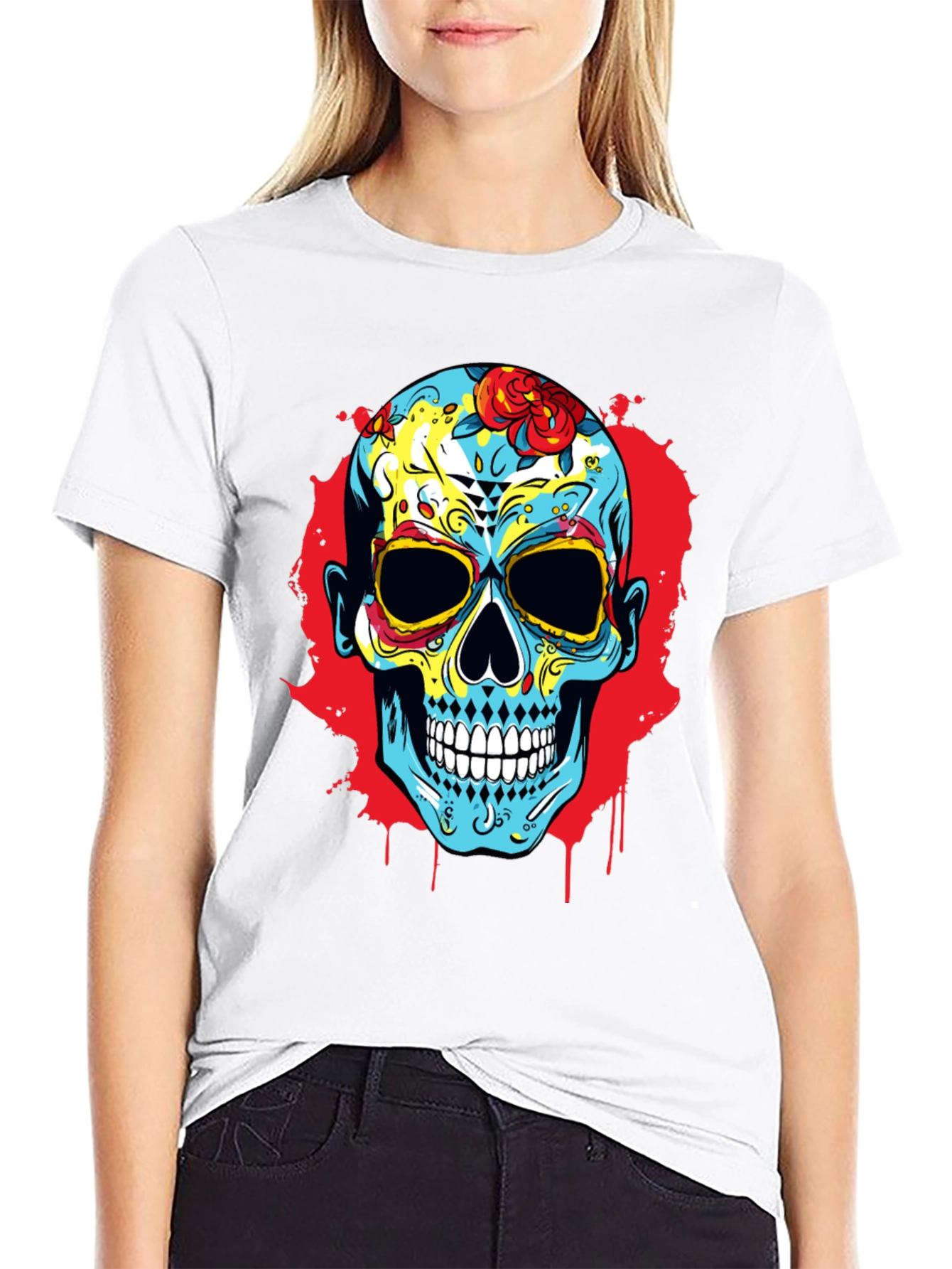 Sugar Skull Graphic Print T-Shirt