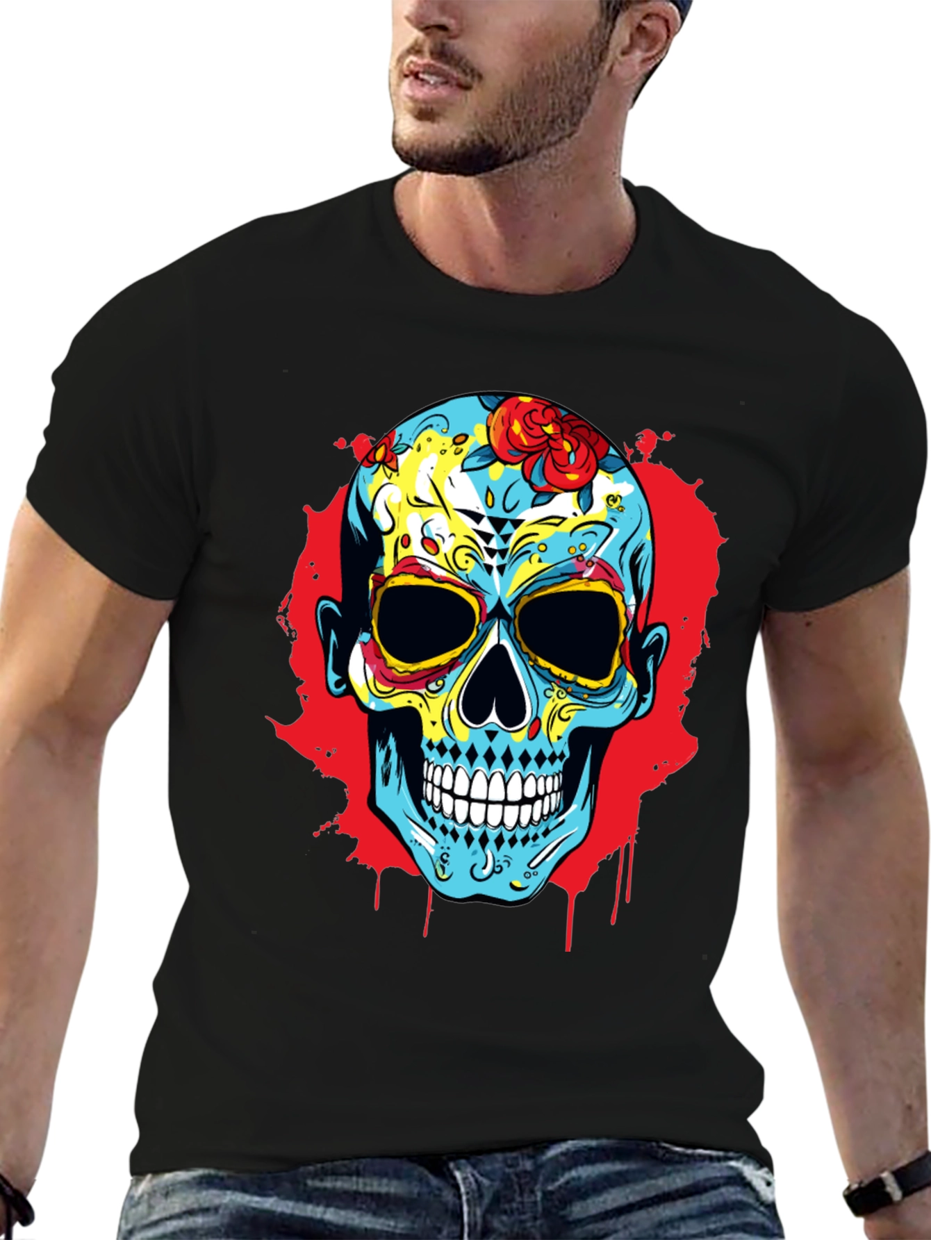 Sugar Skull Graphic Print T-Shirt