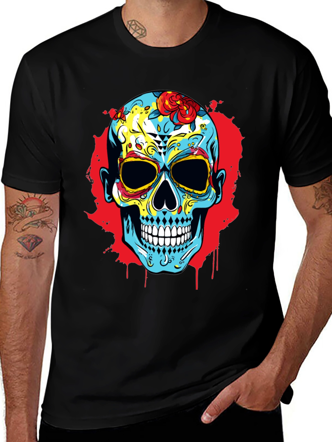 Sugar Skull Graphic Print T-Shirt