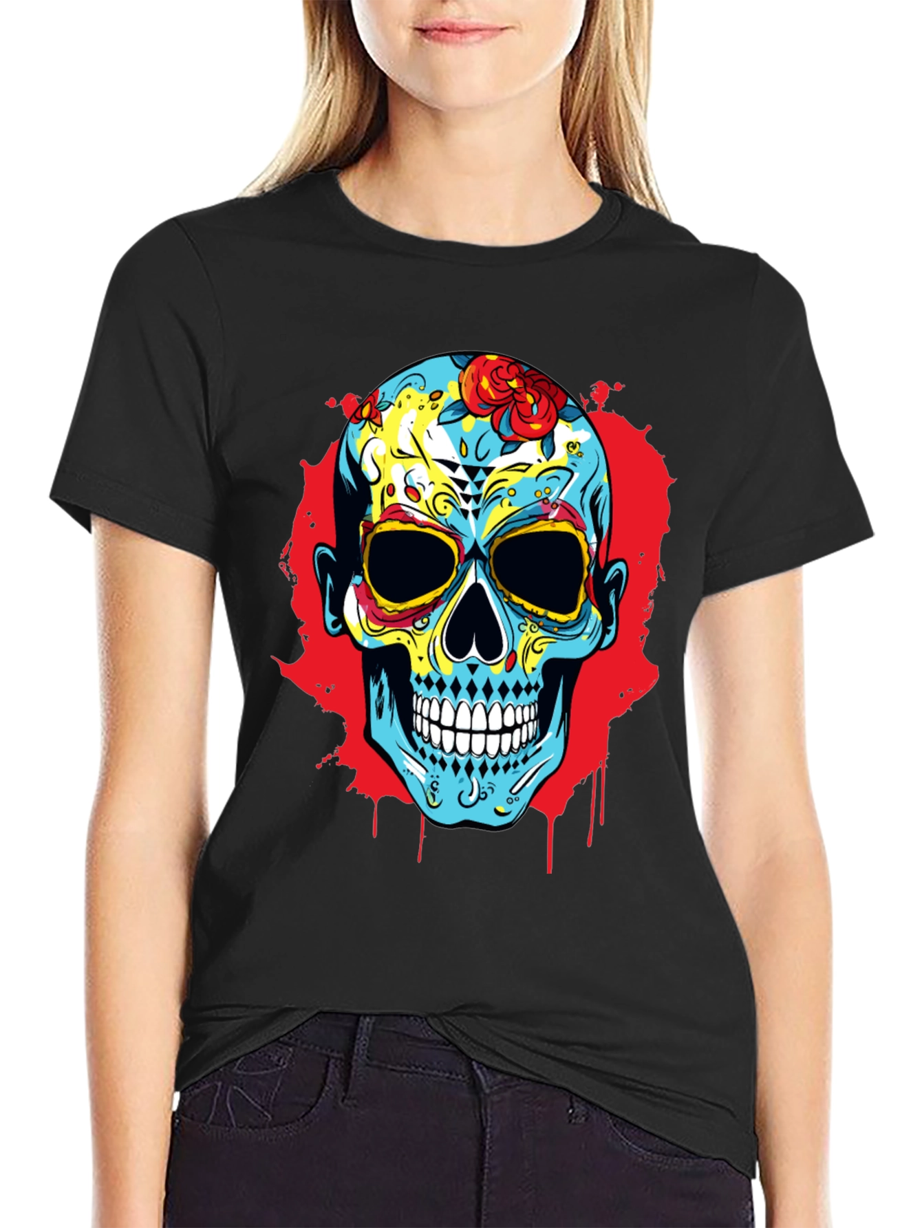 Sugar Skull Graphic Print T-Shirt