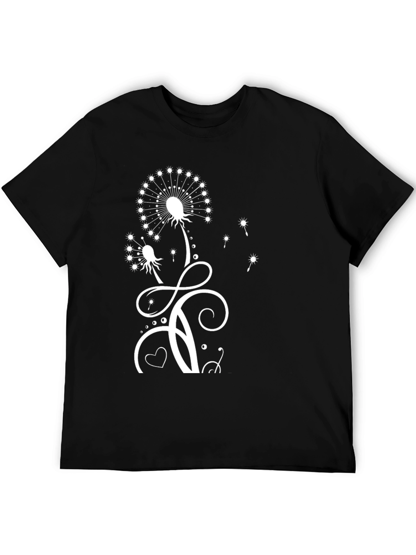 Black Dandelion Print T-Shirt