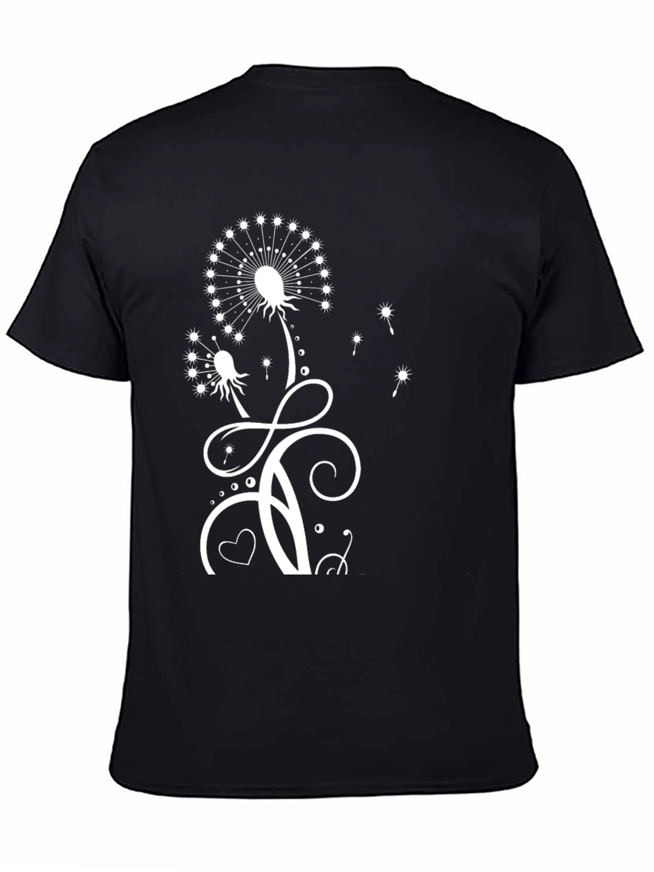 Black Dandelion Print T-Shirt