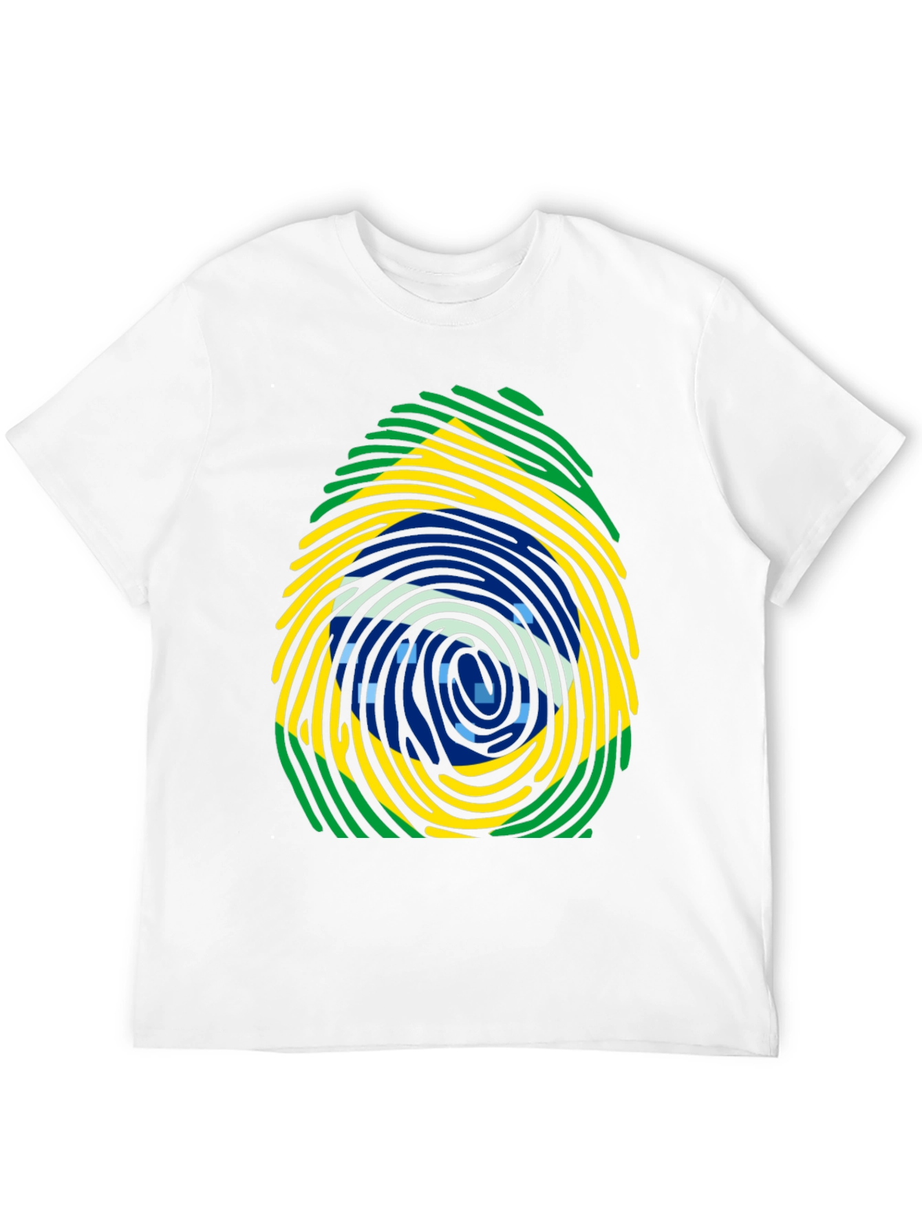 Brazil Flag Fingerprint T-Shirt - Black Cotton Tee