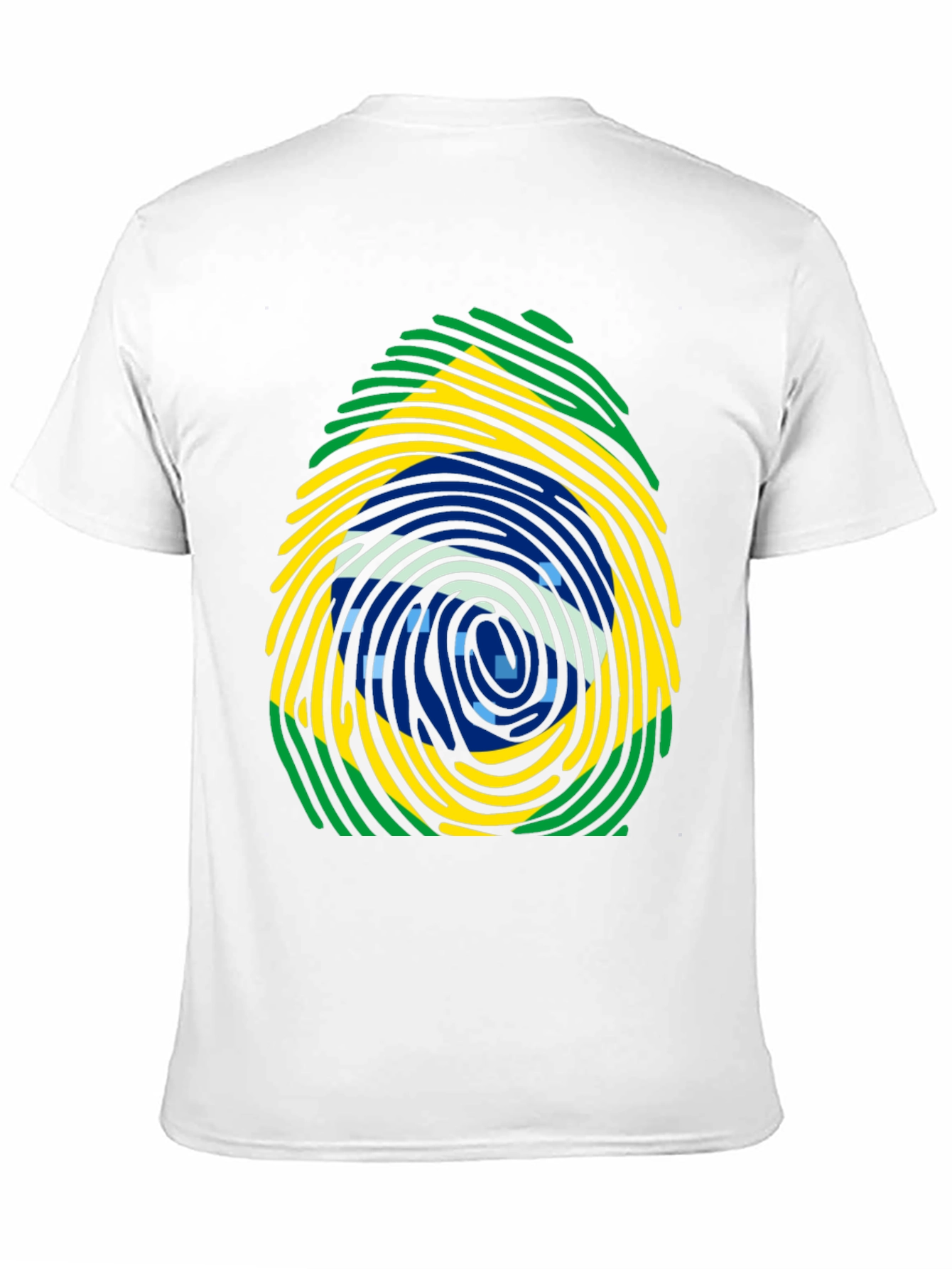 Brazil Flag Fingerprint T-Shirt - Black Cotton Tee