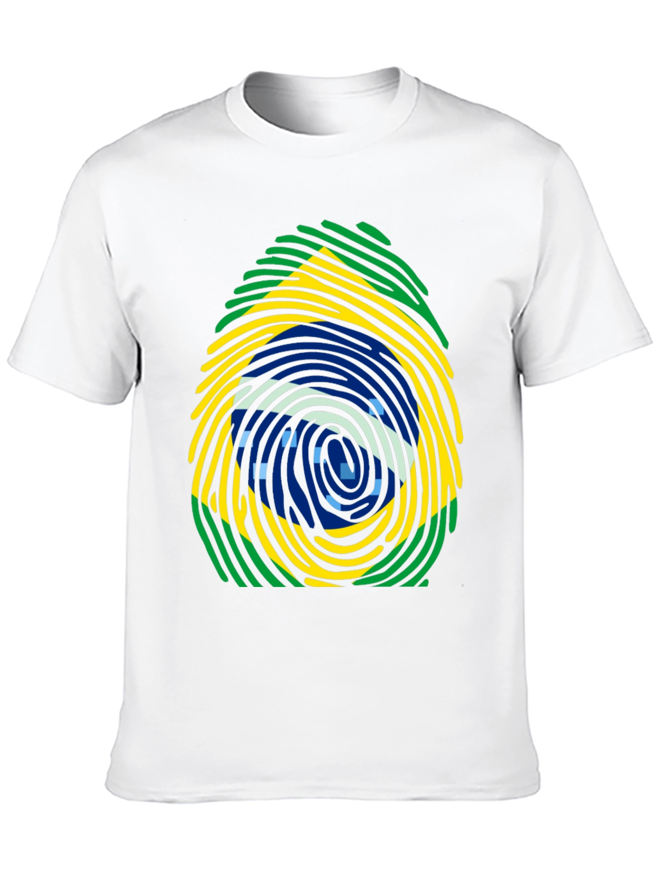 Brazil Flag Fingerprint T-Shirt - Black Cotton Tee