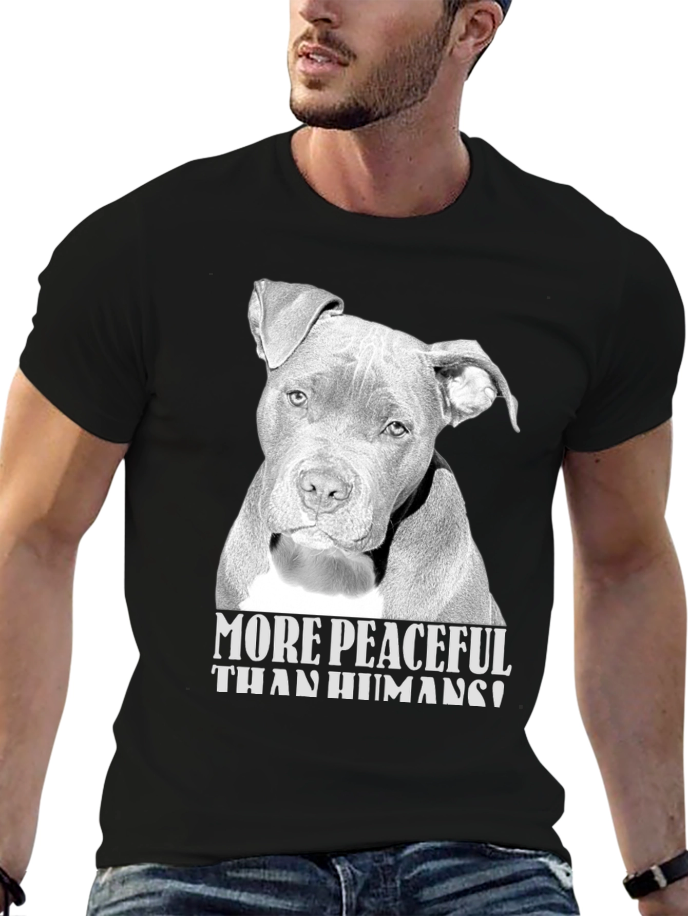 Peaceful Pitbull Graphic T-Shirt - Menswear