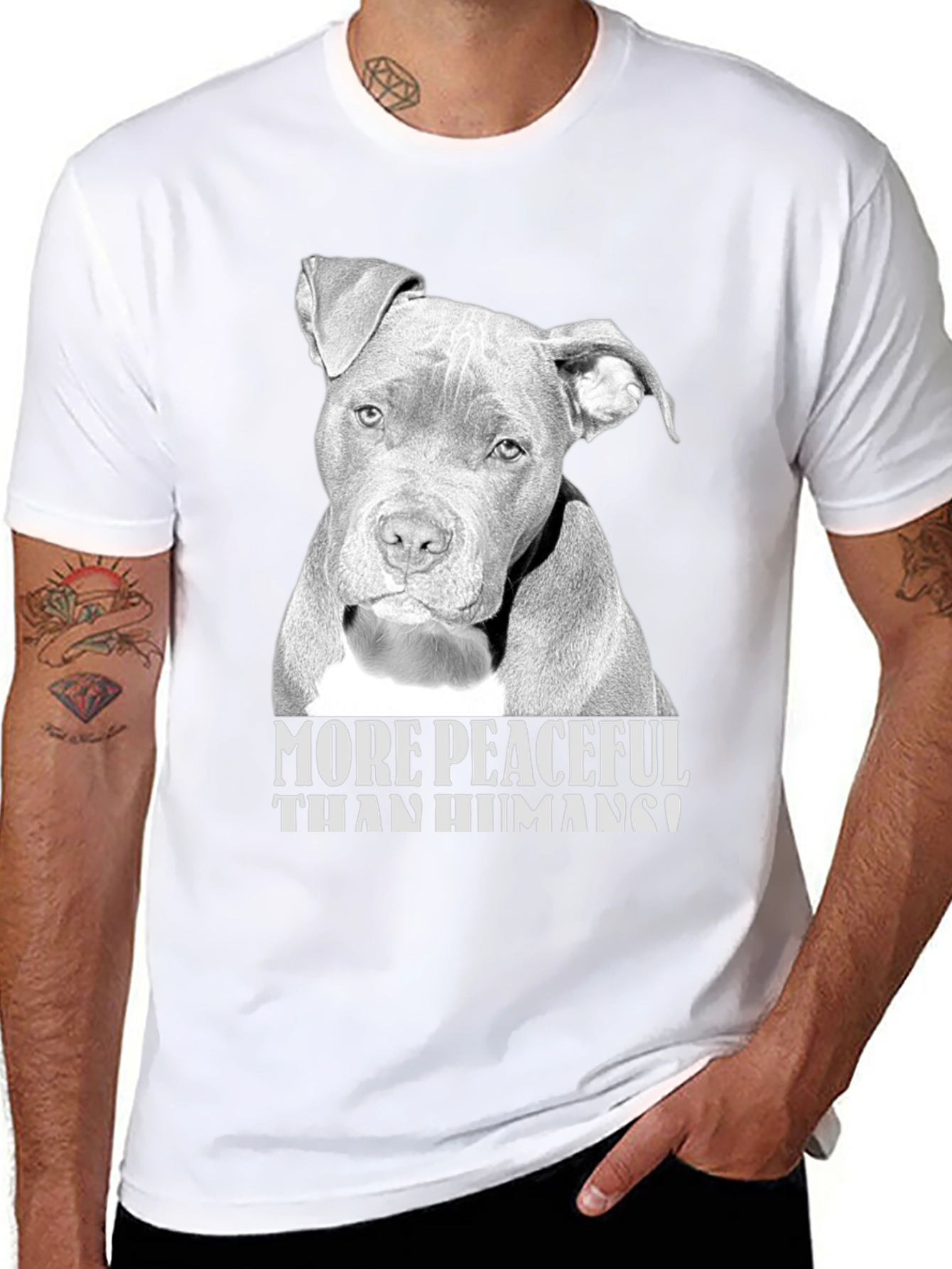 Peaceful Pitbull Graphic T-Shirt - Menswear