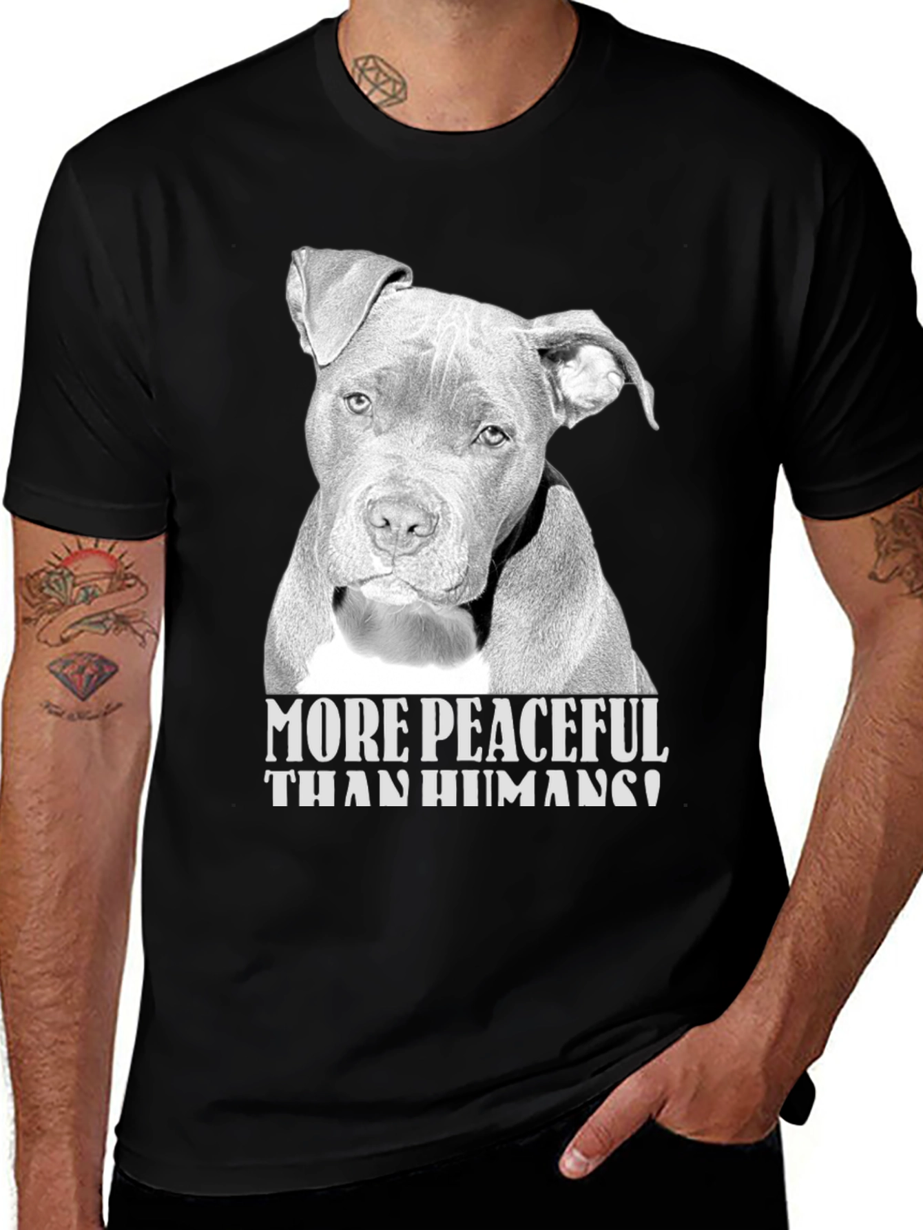 Peaceful Pitbull Graphic T-Shirt - Menswear