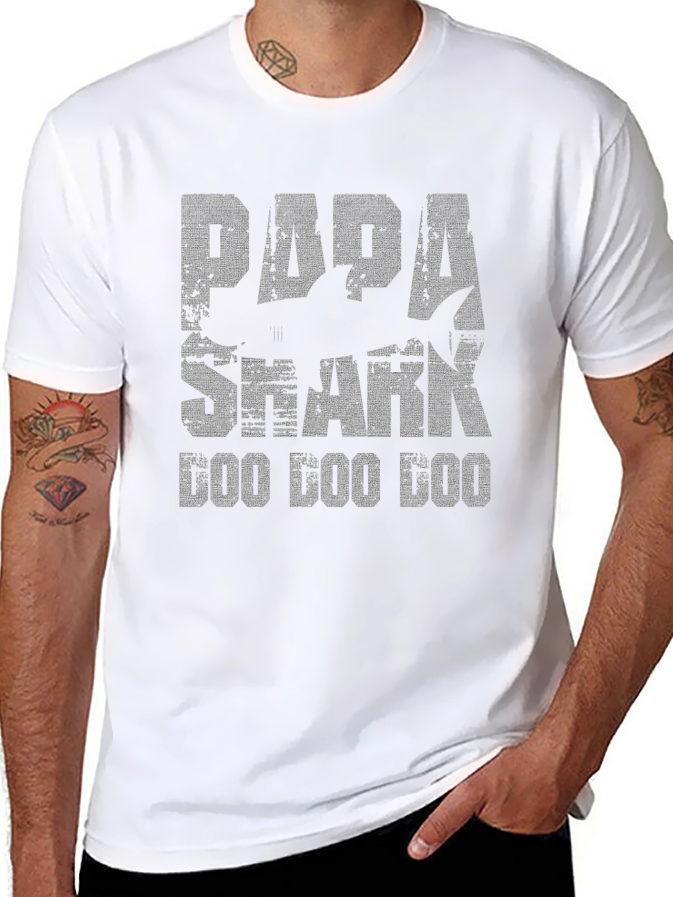 Papa Shark Doo Doo Doo Black Graphic T-Shirt