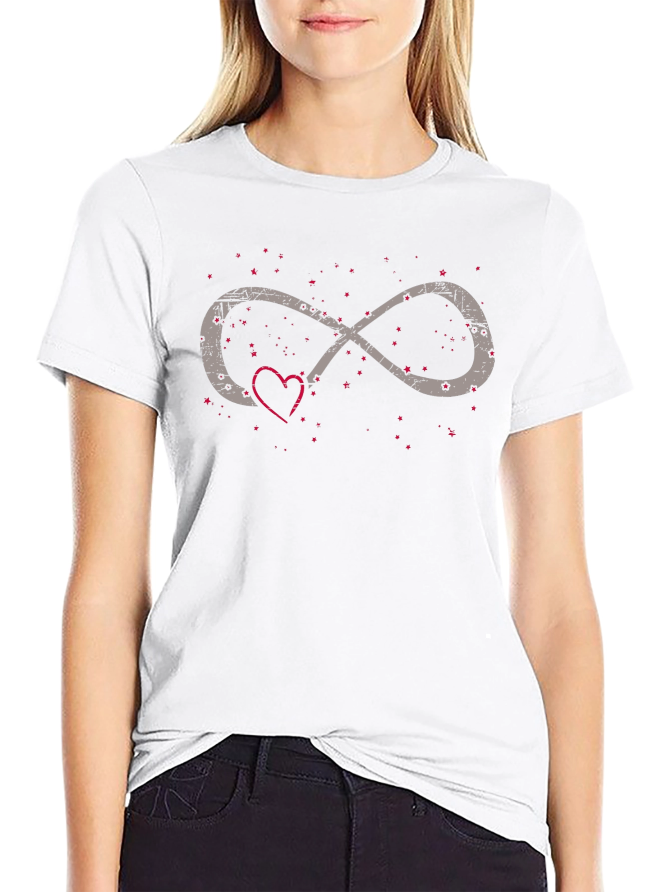 Infinity Love Heart Graphic Tee - Black Casual Shirt