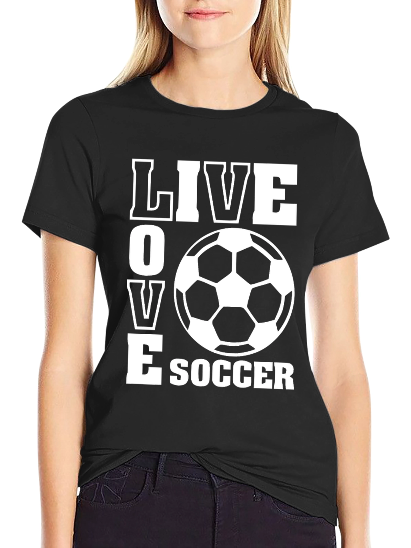 Live Love Soccer T-Shirt - Black Graphic Tee