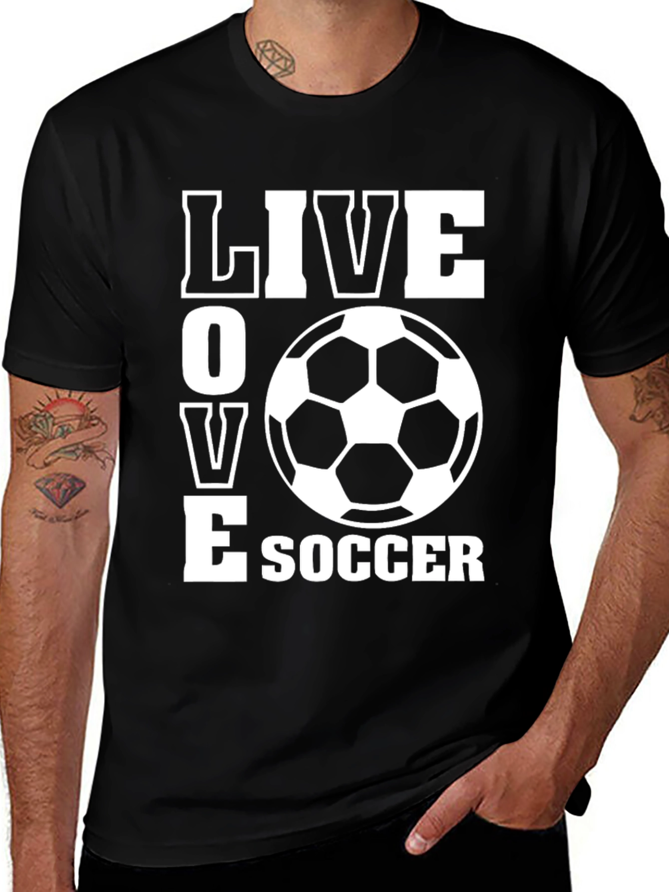 Live Love Soccer T-Shirt - Black Graphic Tee