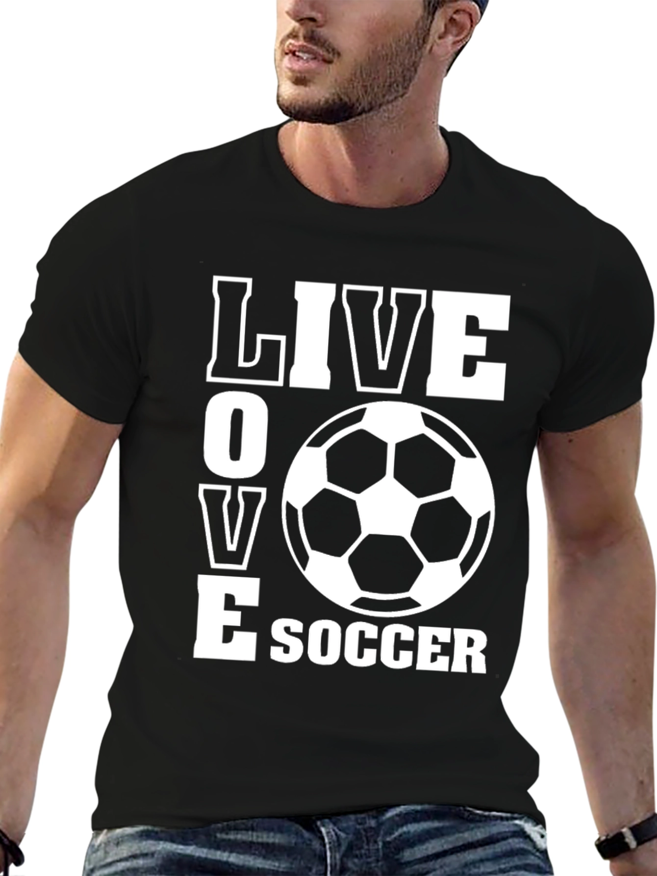 Live Love Soccer T-Shirt - Black Graphic Tee