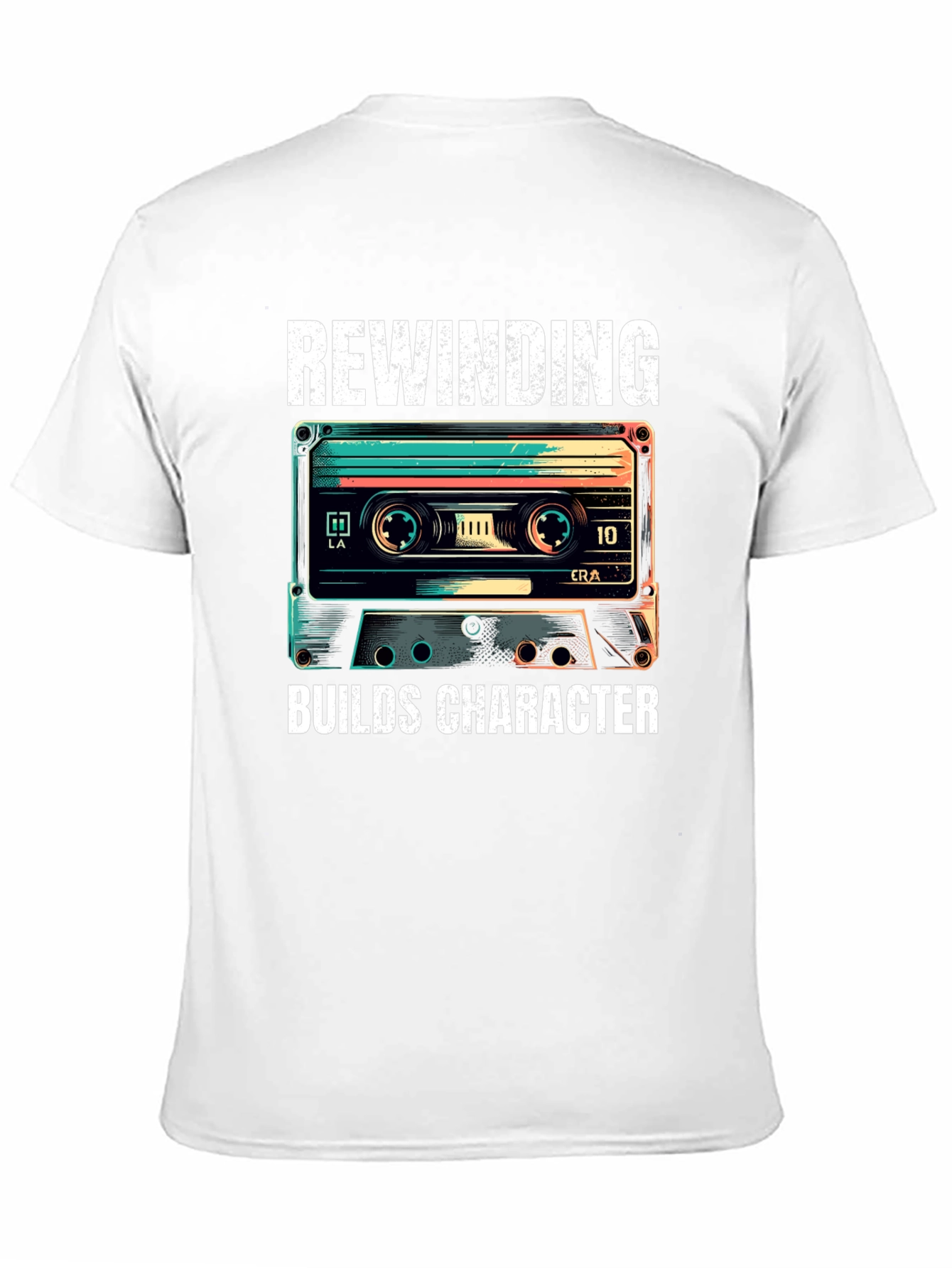 Rewinding Builds Character Retro Cassette T-Shirt