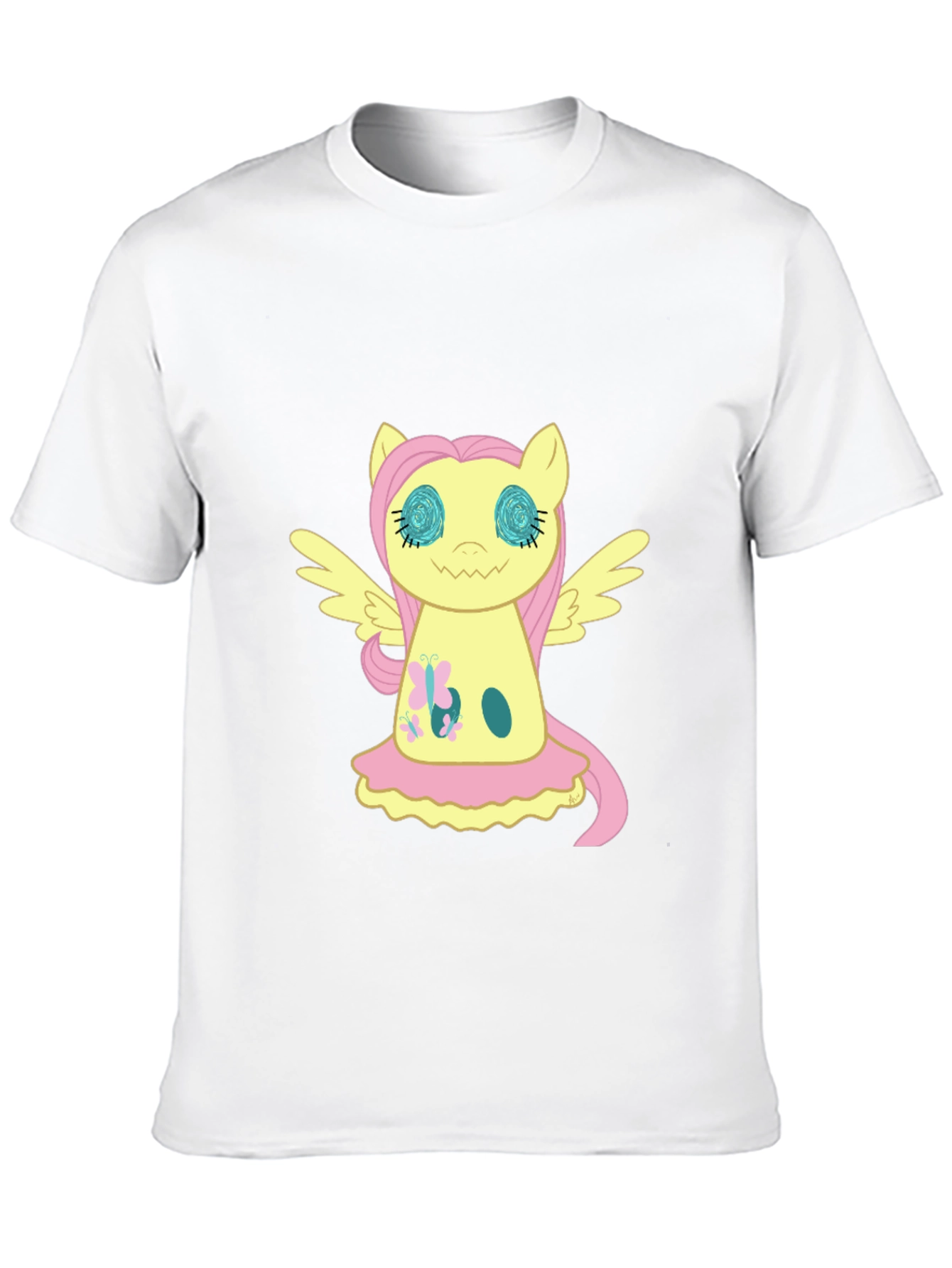 Fluttershy Graphic Print Black T-Shirt