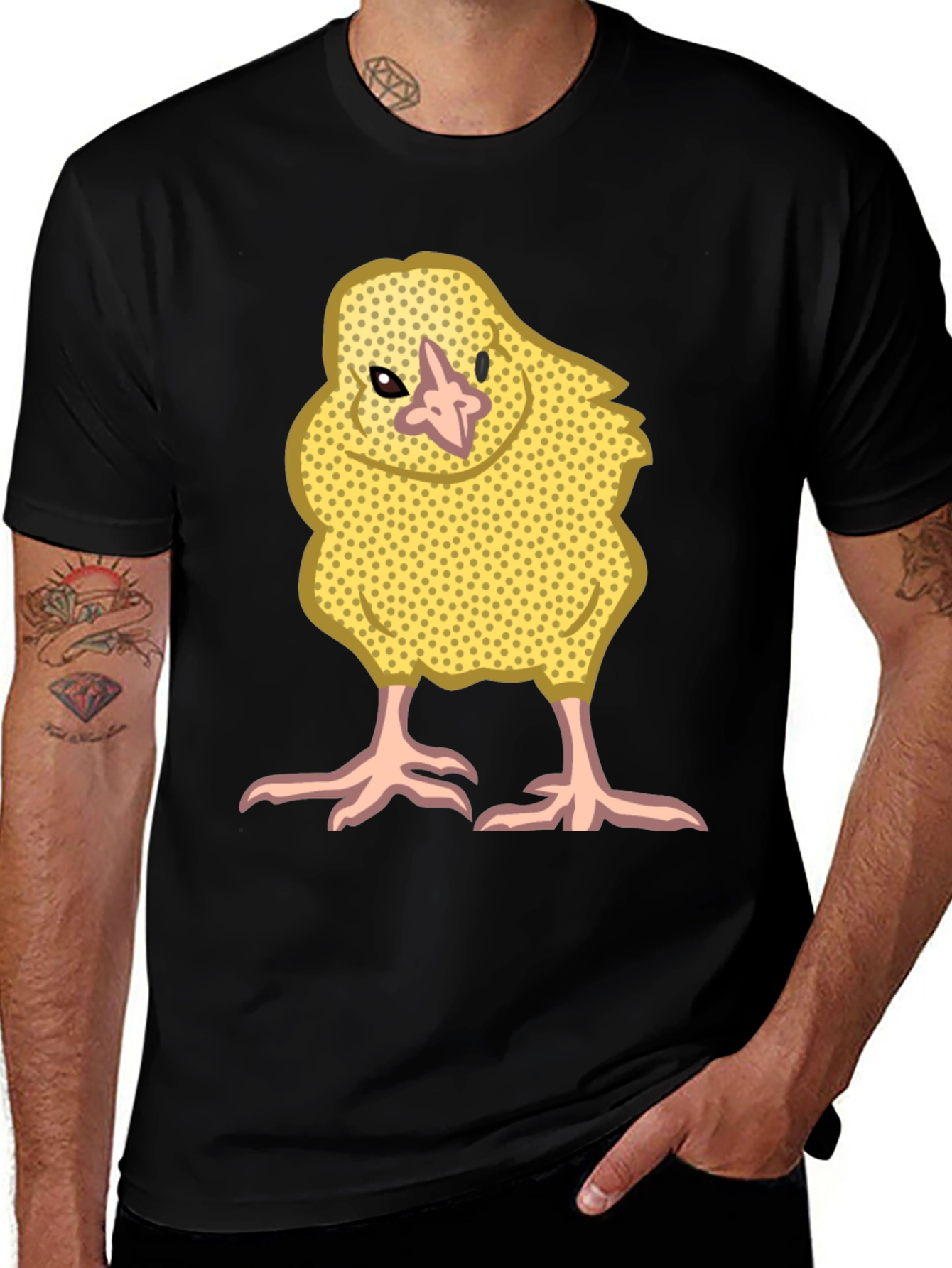 Cute Yellow Chick Graphic Tee - Black