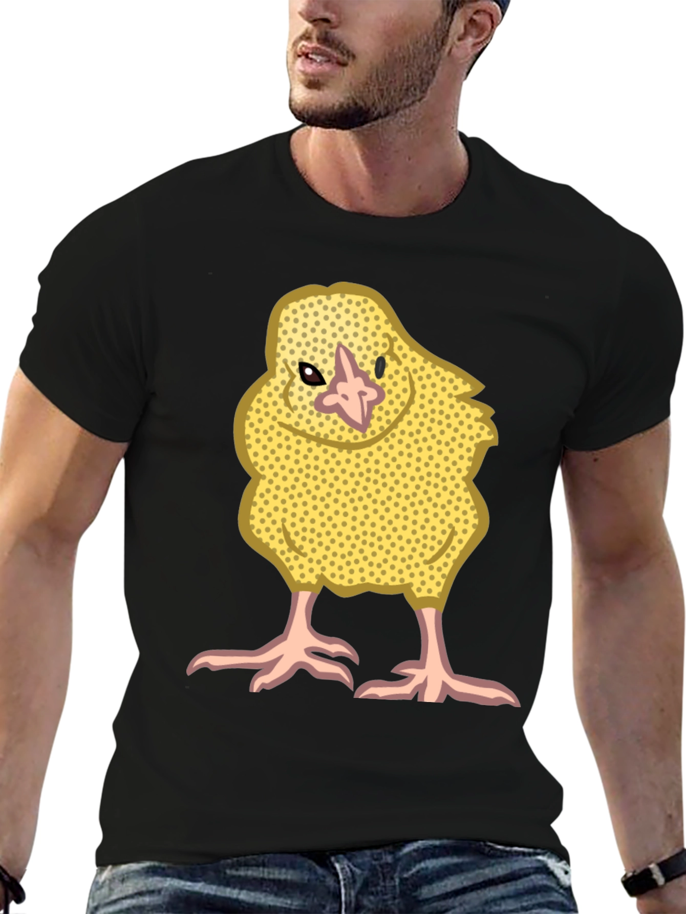 Cute Yellow Chick Graphic Tee - Black