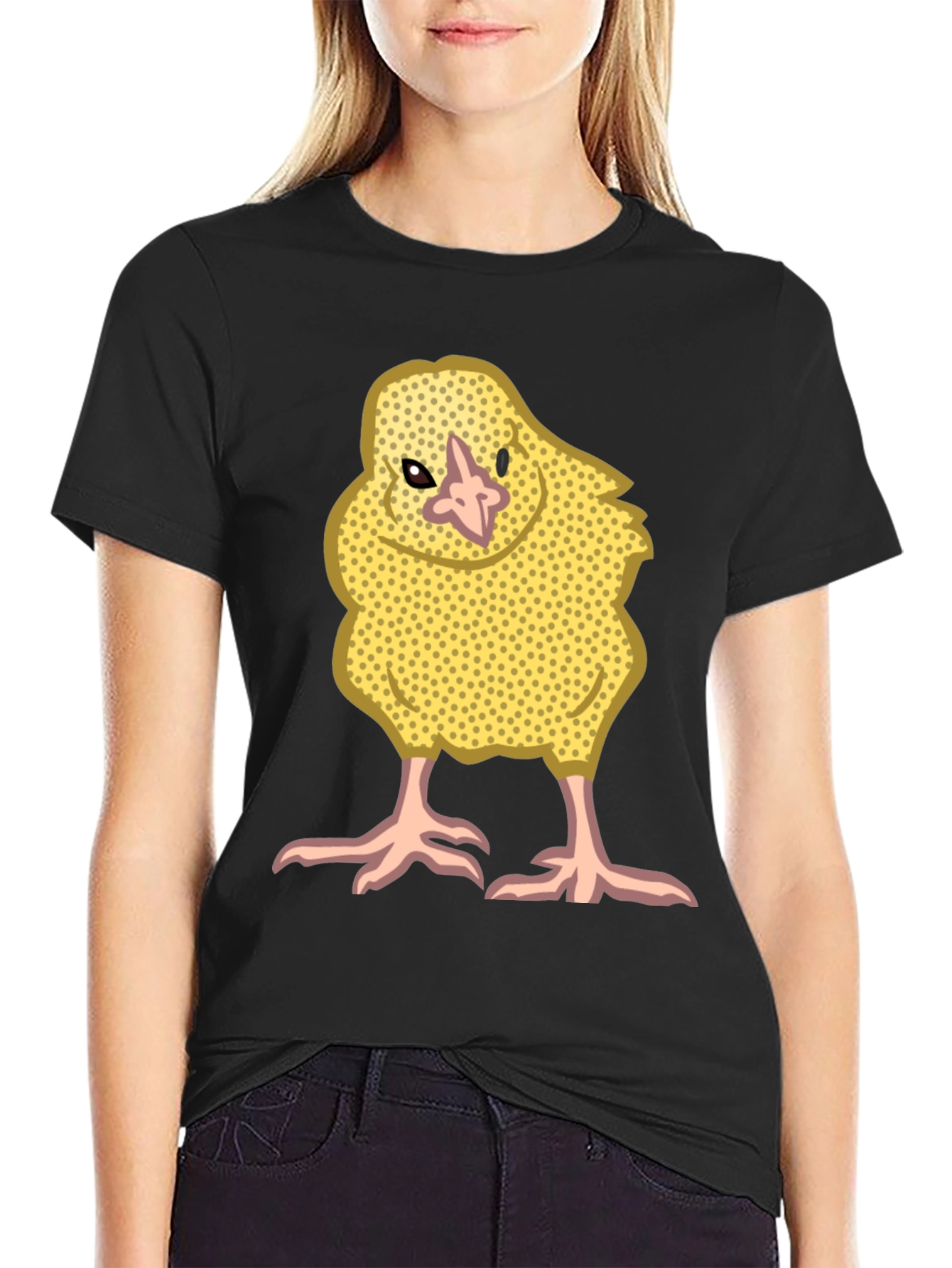 Cute Yellow Chick Graphic Tee - Black