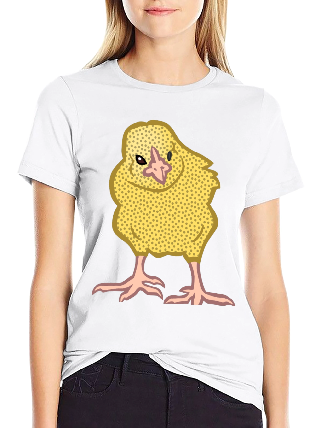 Cute Yellow Chick Graphic Tee - Black