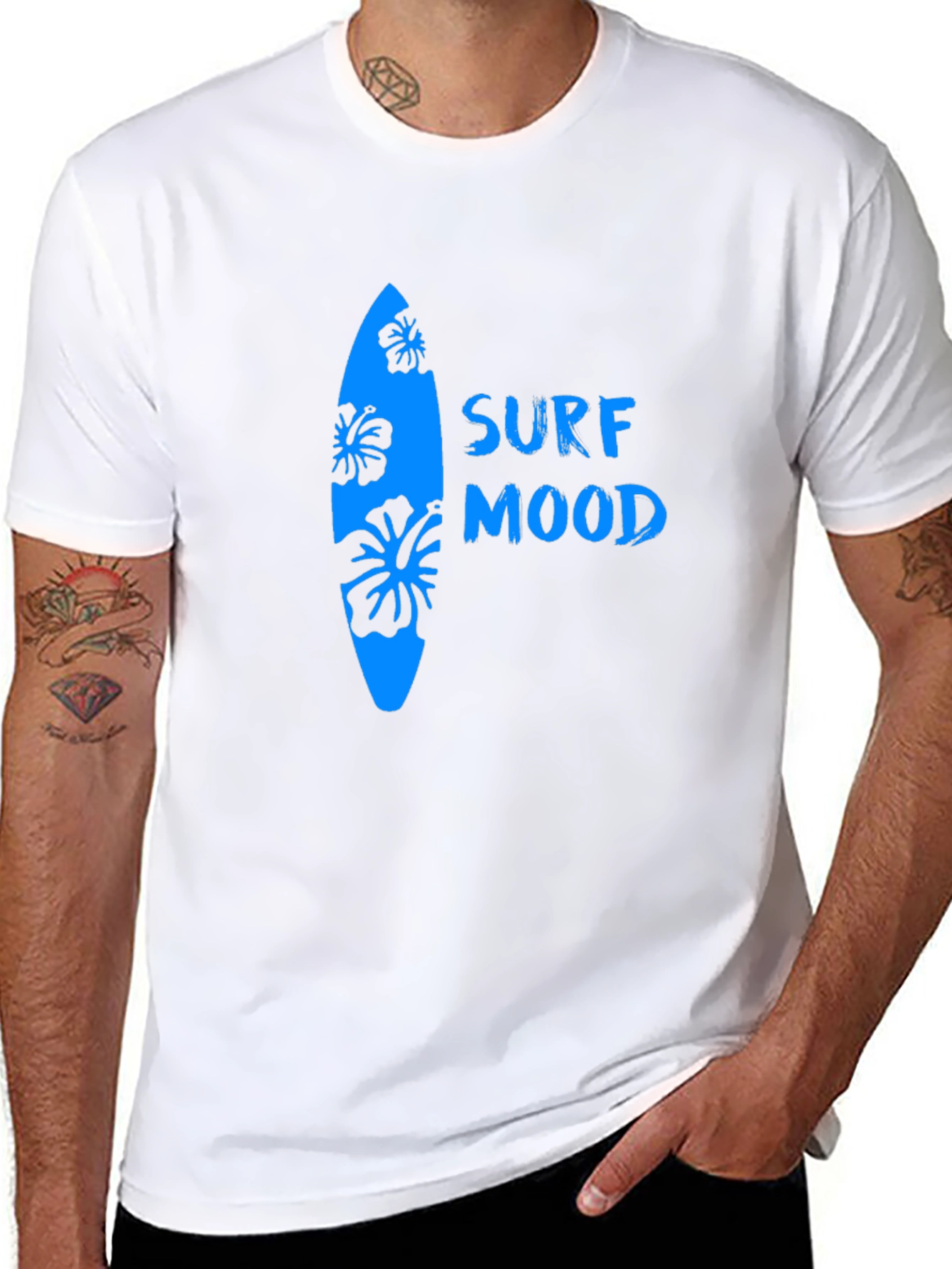 Surf Mood Graphic Tee - Black Cotton T-Shirt