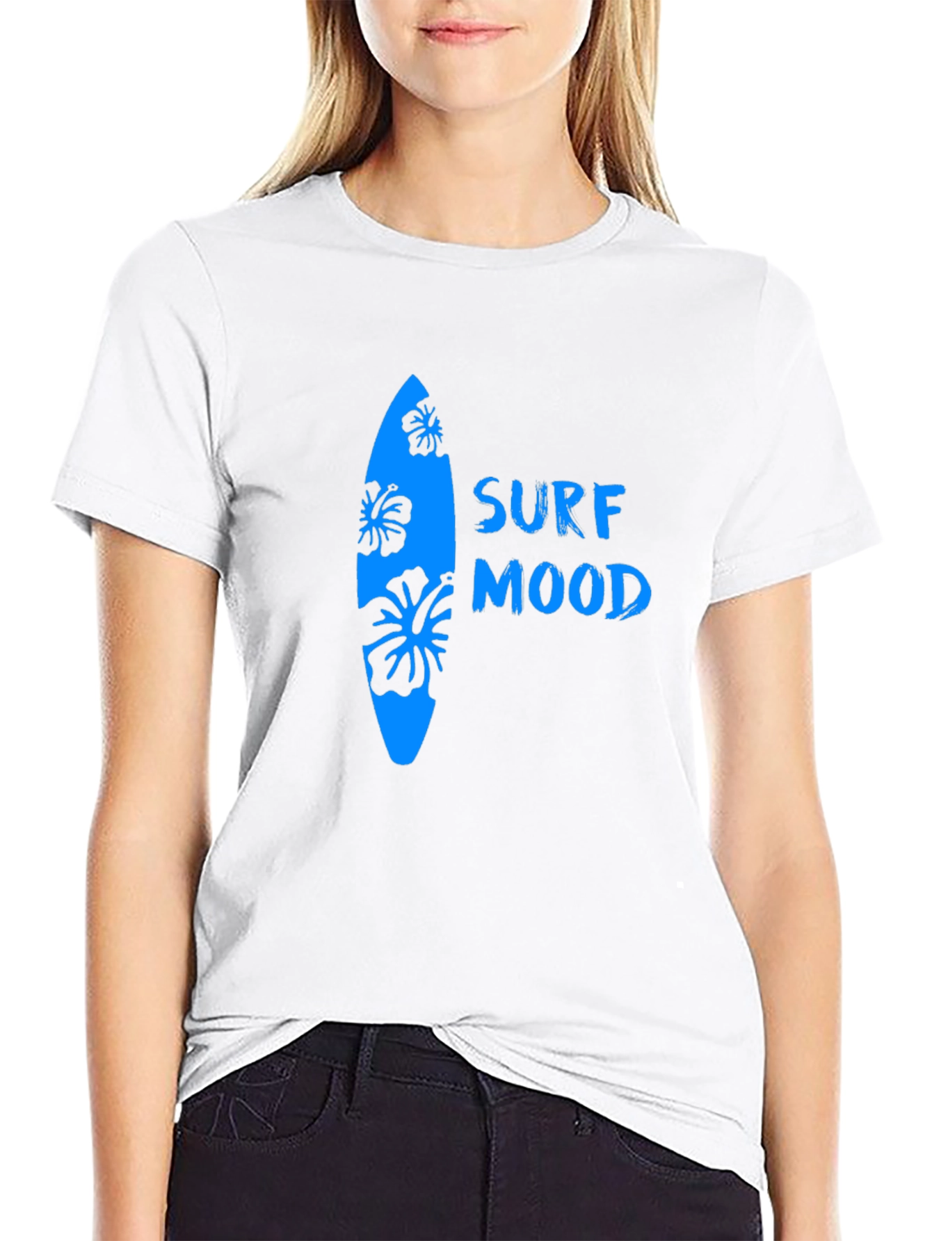 Surf Mood Graphic Tee - Black Cotton T-Shirt