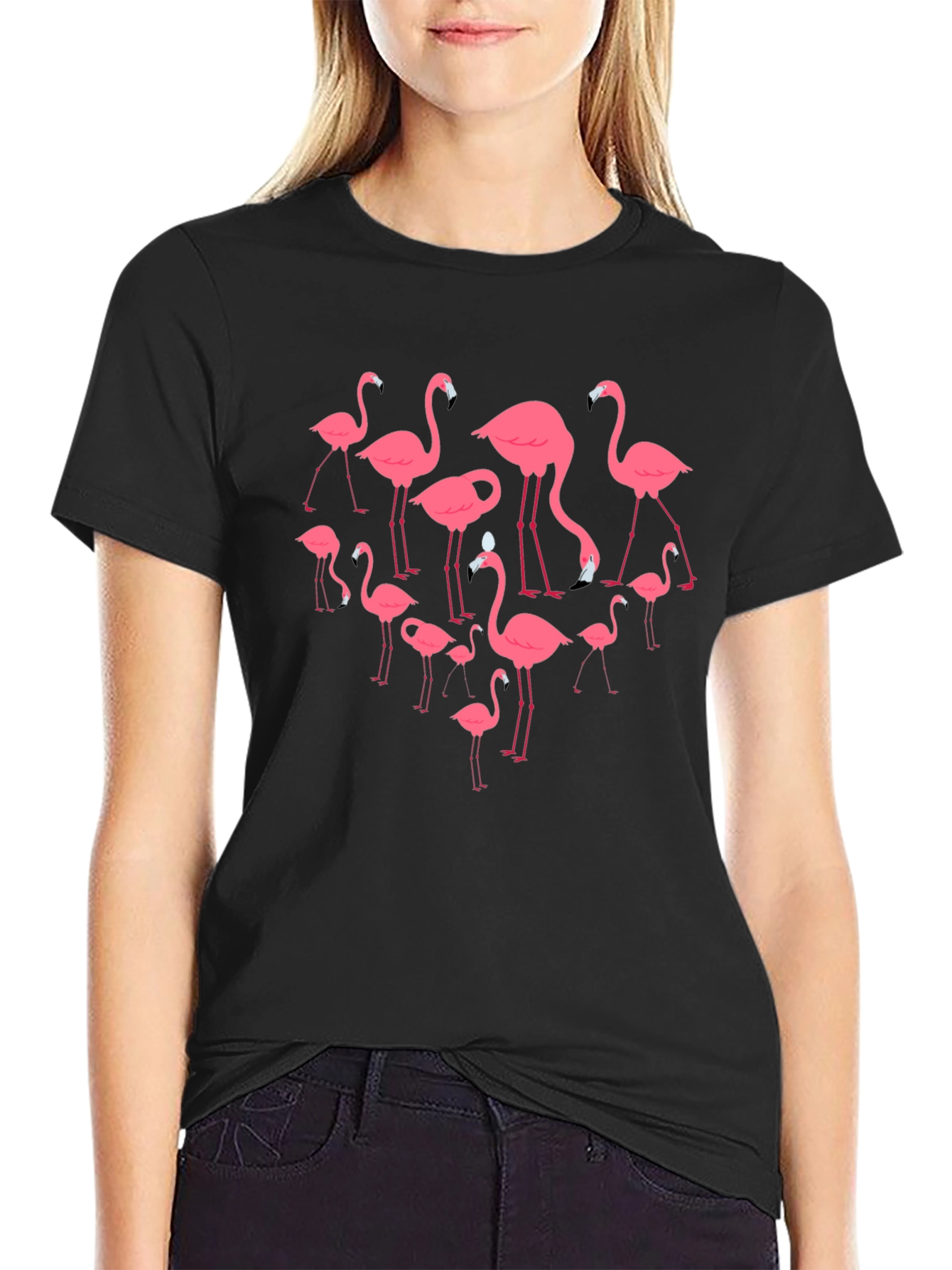 Flamingo Graphic Black T-Shirt