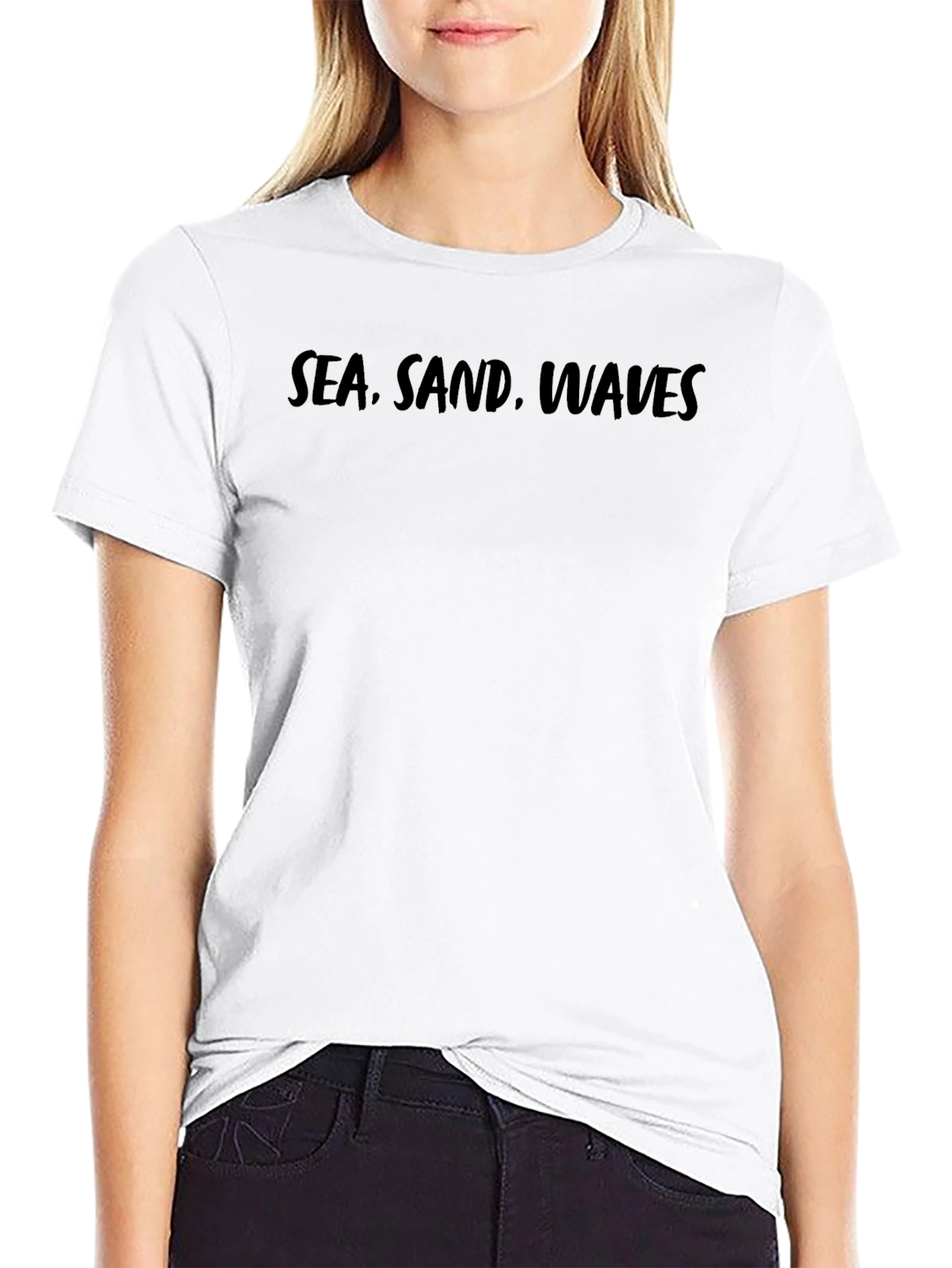 Sea Sand Waves Black Graphic Tee
