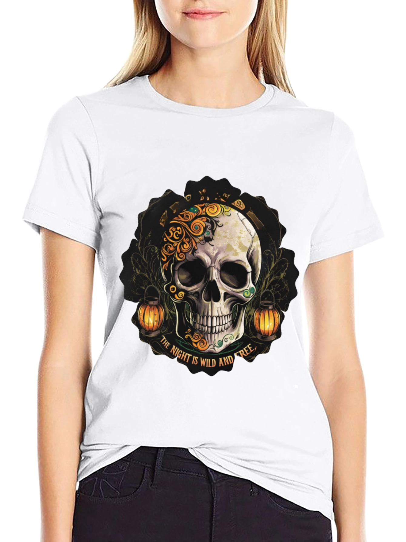 Wild Night Skull Graphic T-Shirt