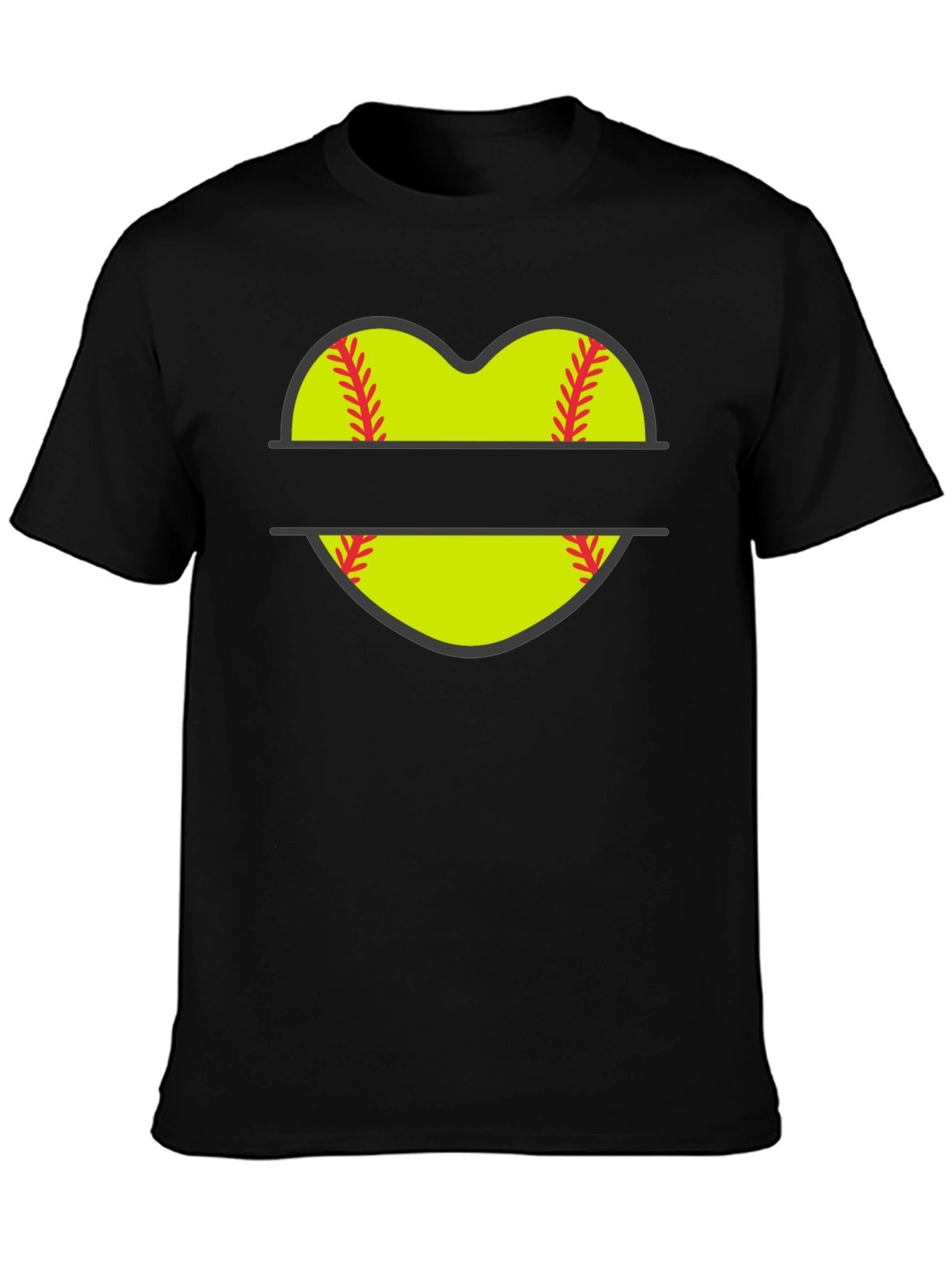 Softball Heart Graphic Tee - Black T-Shirt