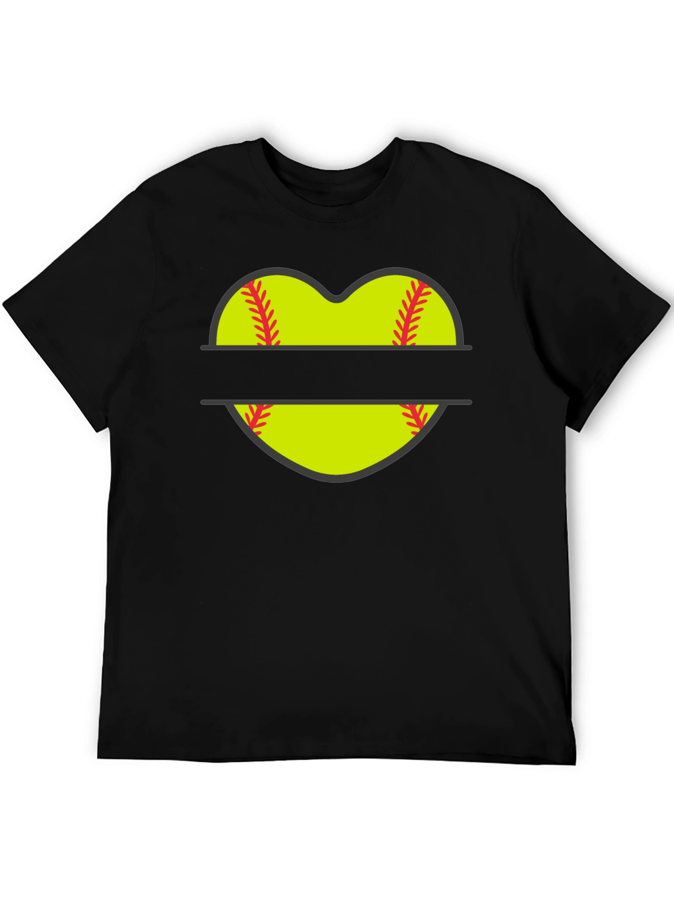 Softball Heart Graphic Tee - Black T-Shirt