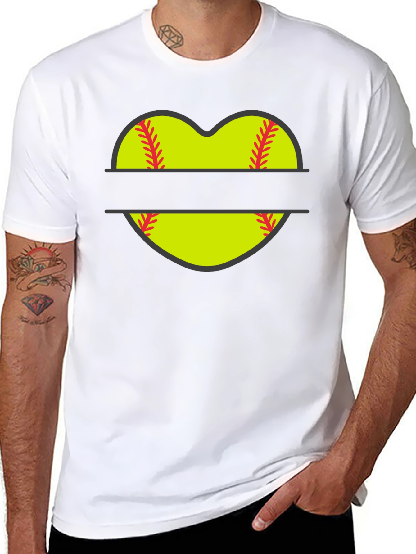 Softball Heart Graphic Tee - Black T-Shirt