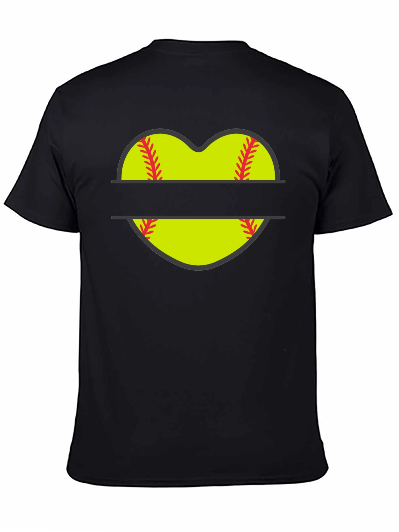 Softball Heart Graphic Tee - Black T-Shirt