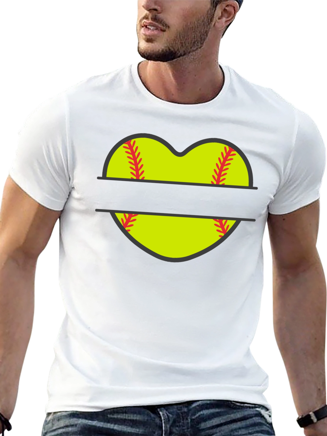 Softball Heart Graphic Tee - Black T-Shirt