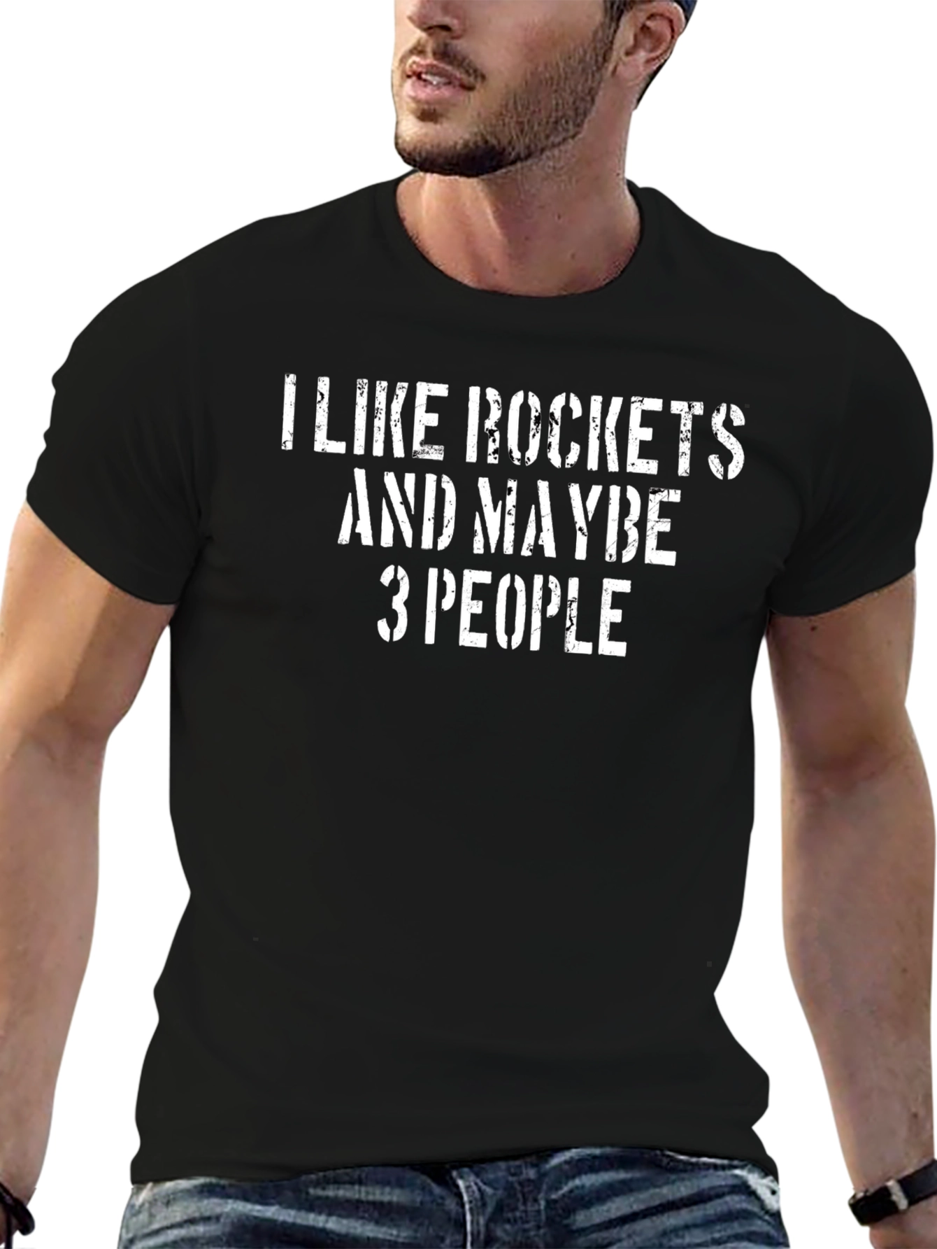 Rockets & People Graphic T-Shirt - Black