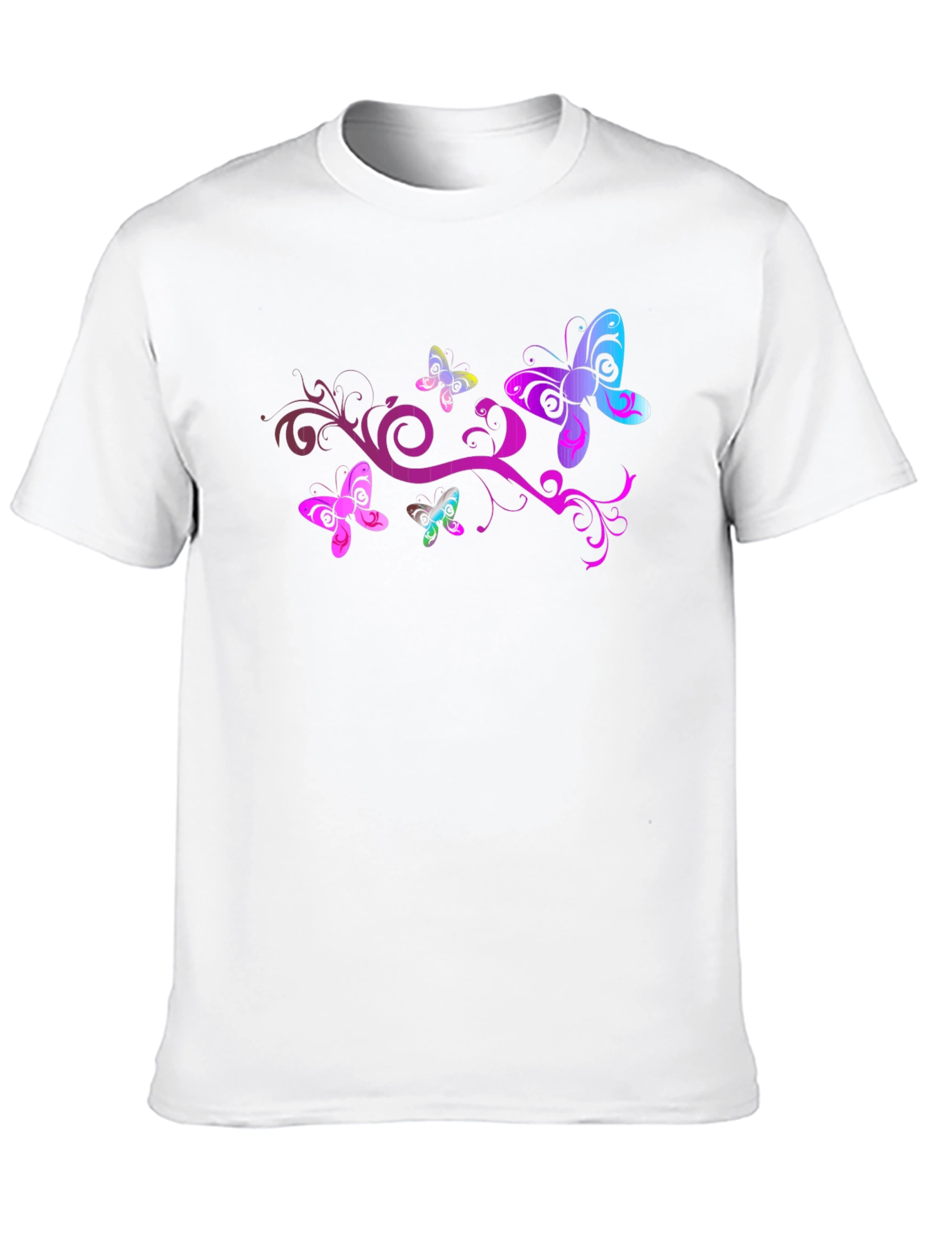 Butterfly Swirl Graphic Tee - Black Cotton Blend