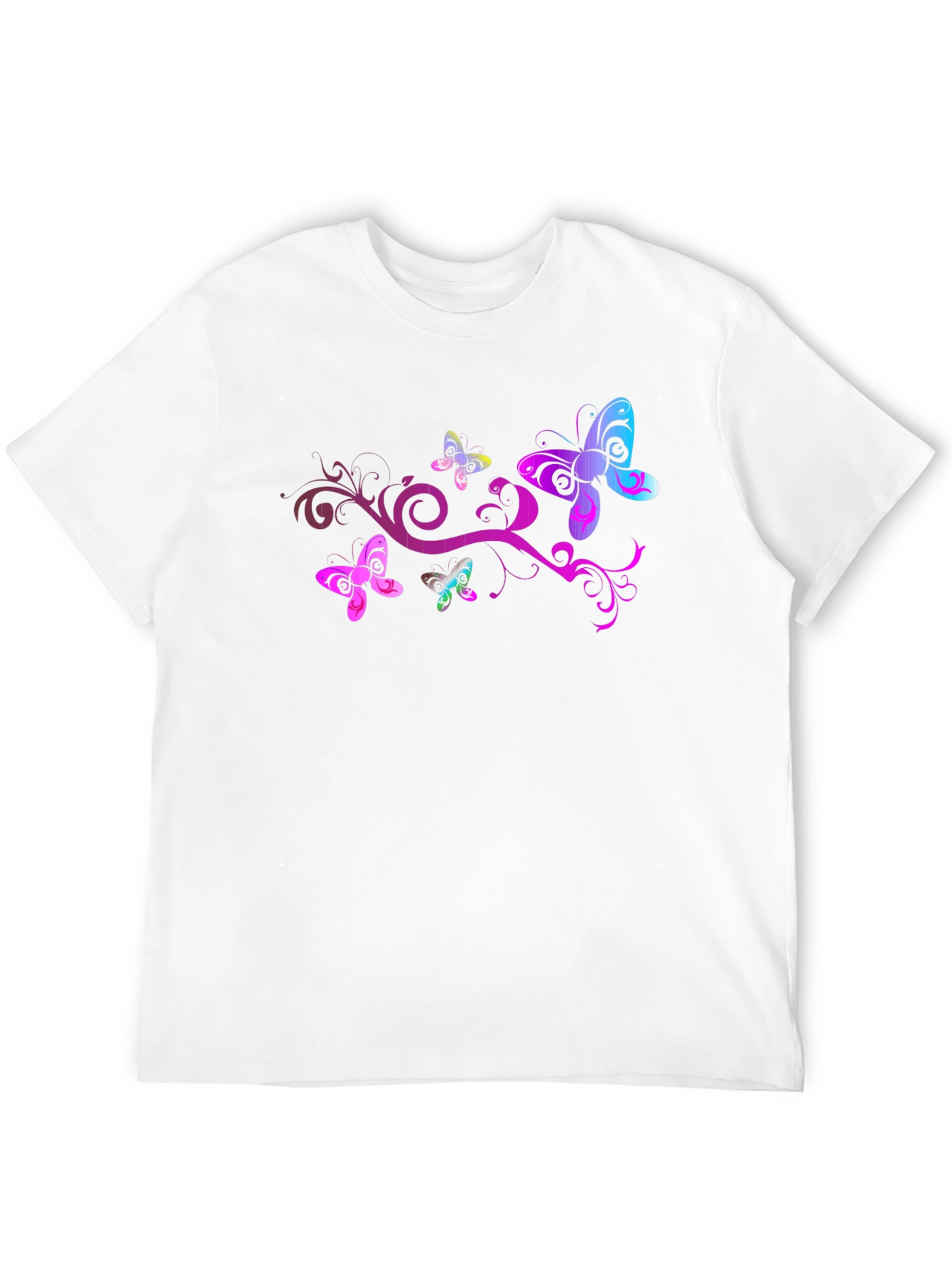 Butterfly Swirl Graphic Tee - Black Cotton Blend