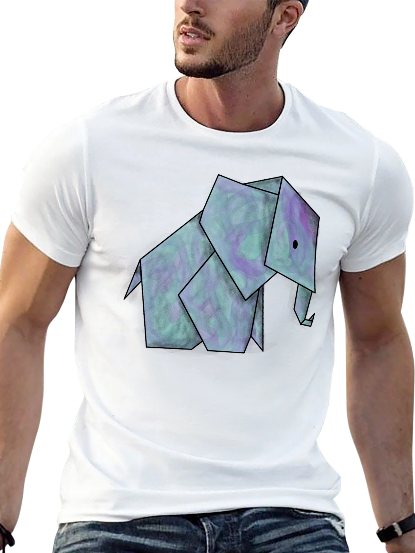 Origami Elephant Graphic Tee - Unique Design