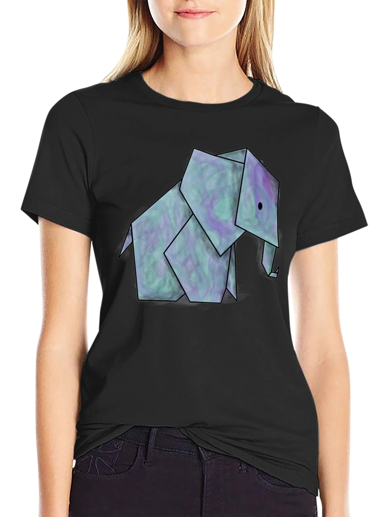 Origami Elephant Graphic Tee - Unique Design