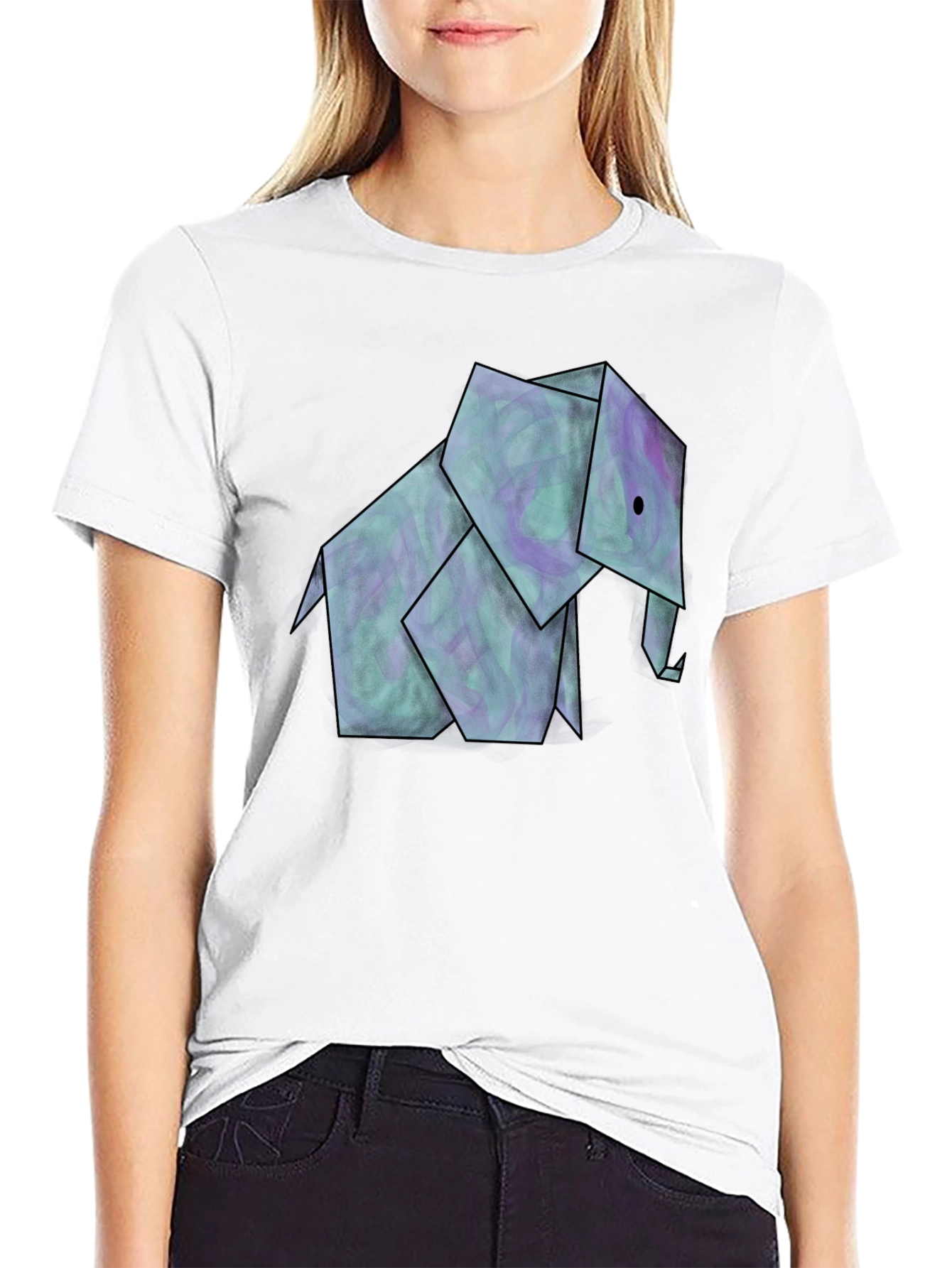 Origami Elephant Graphic Tee - Unique Design