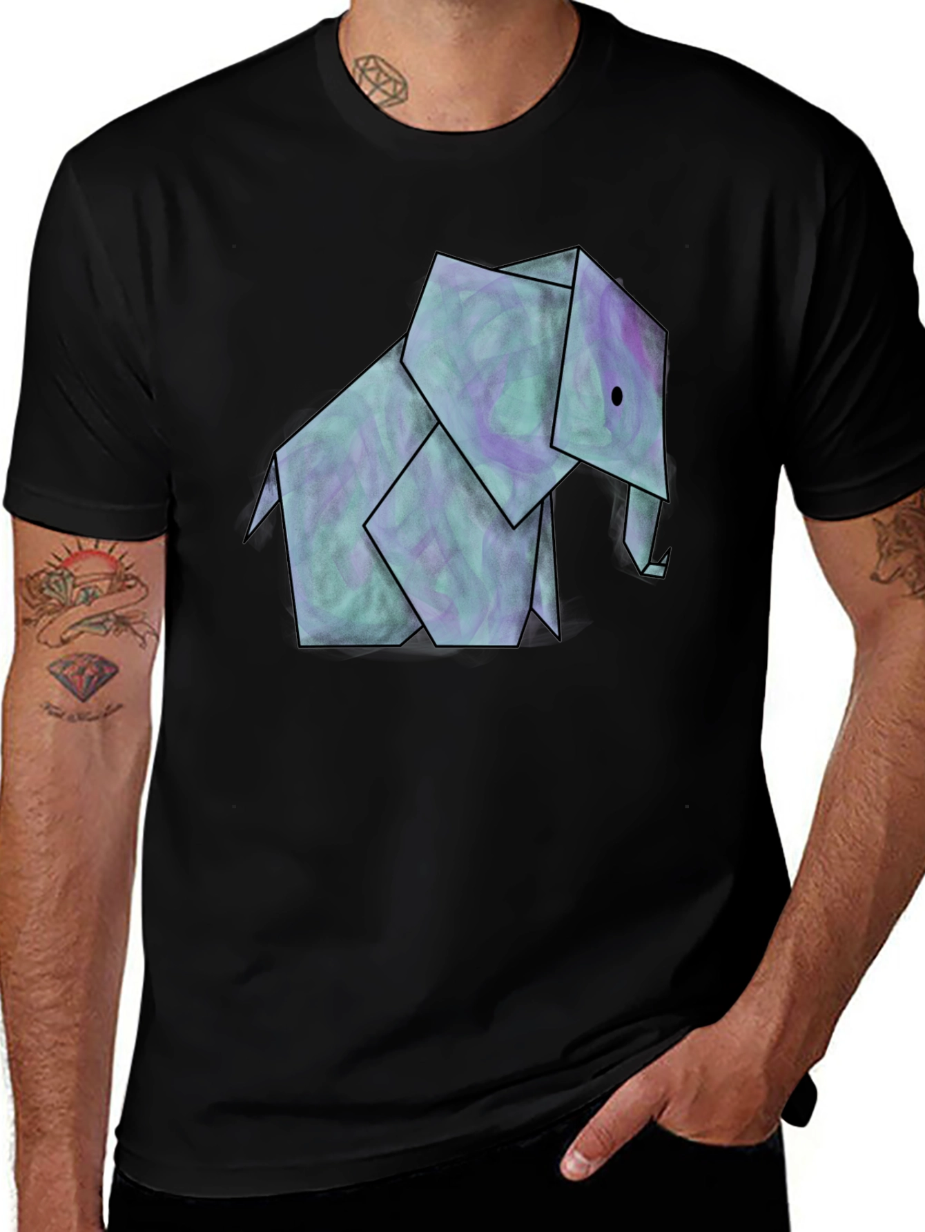 Origami Elephant Graphic Tee - Unique Design