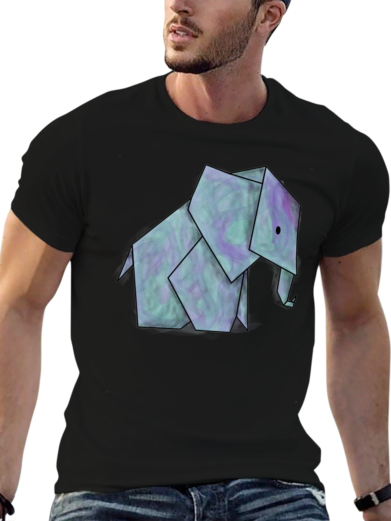 Origami Elephant Graphic Tee - Unique Design
