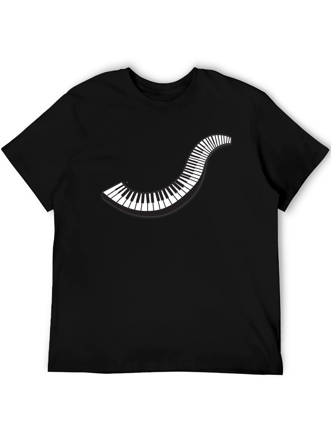 Curved Piano Keys Graphic Tee - Black Cotton T-Shirt