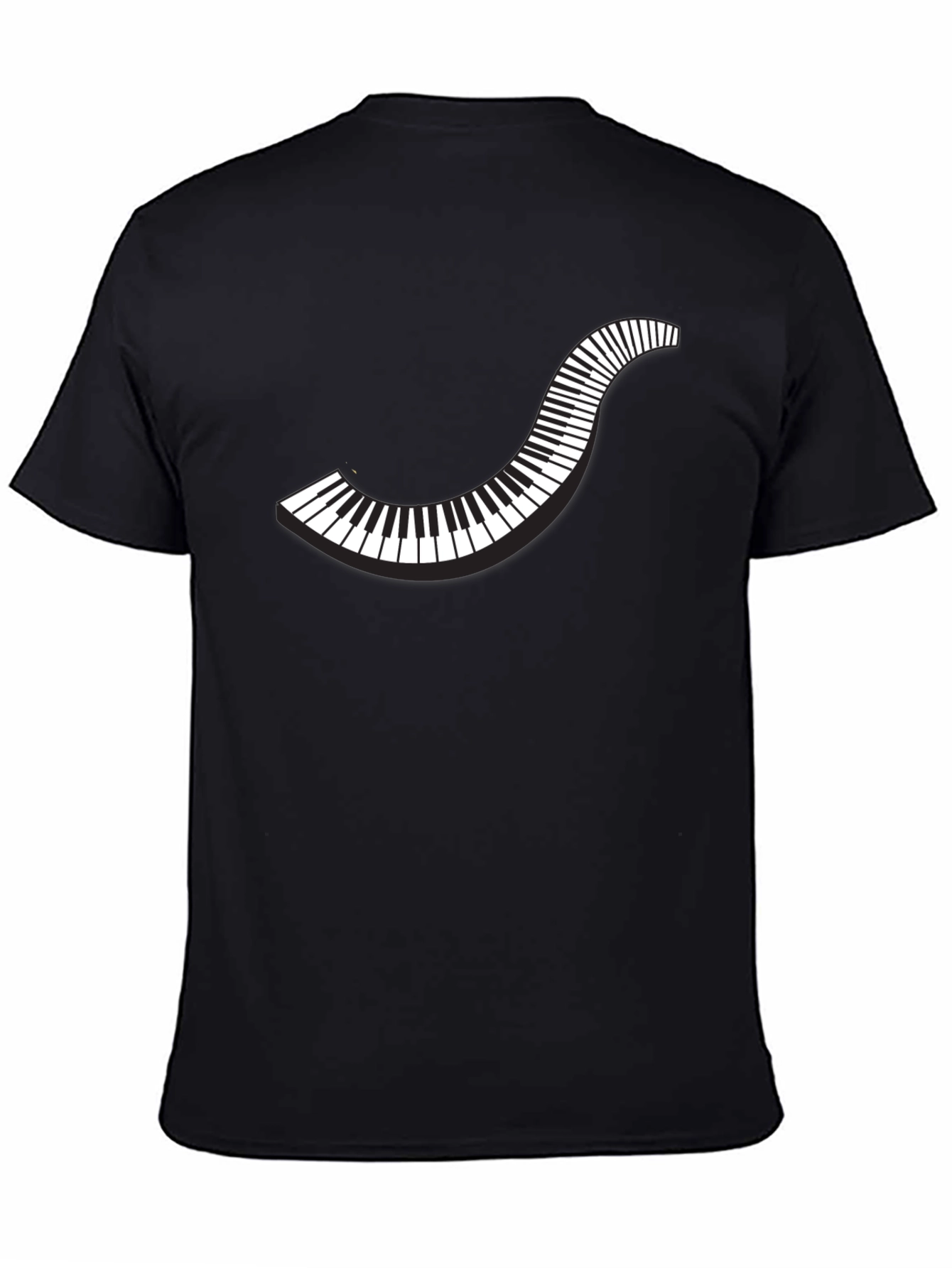 Curved Piano Keys Graphic Tee - Black Cotton T-Shirt
