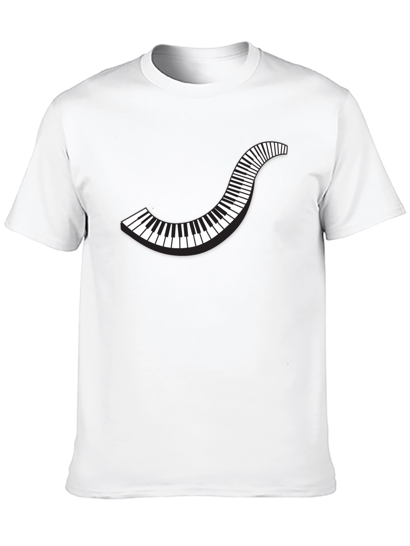 Curved Piano Keys Graphic Tee - Black Cotton T-Shirt