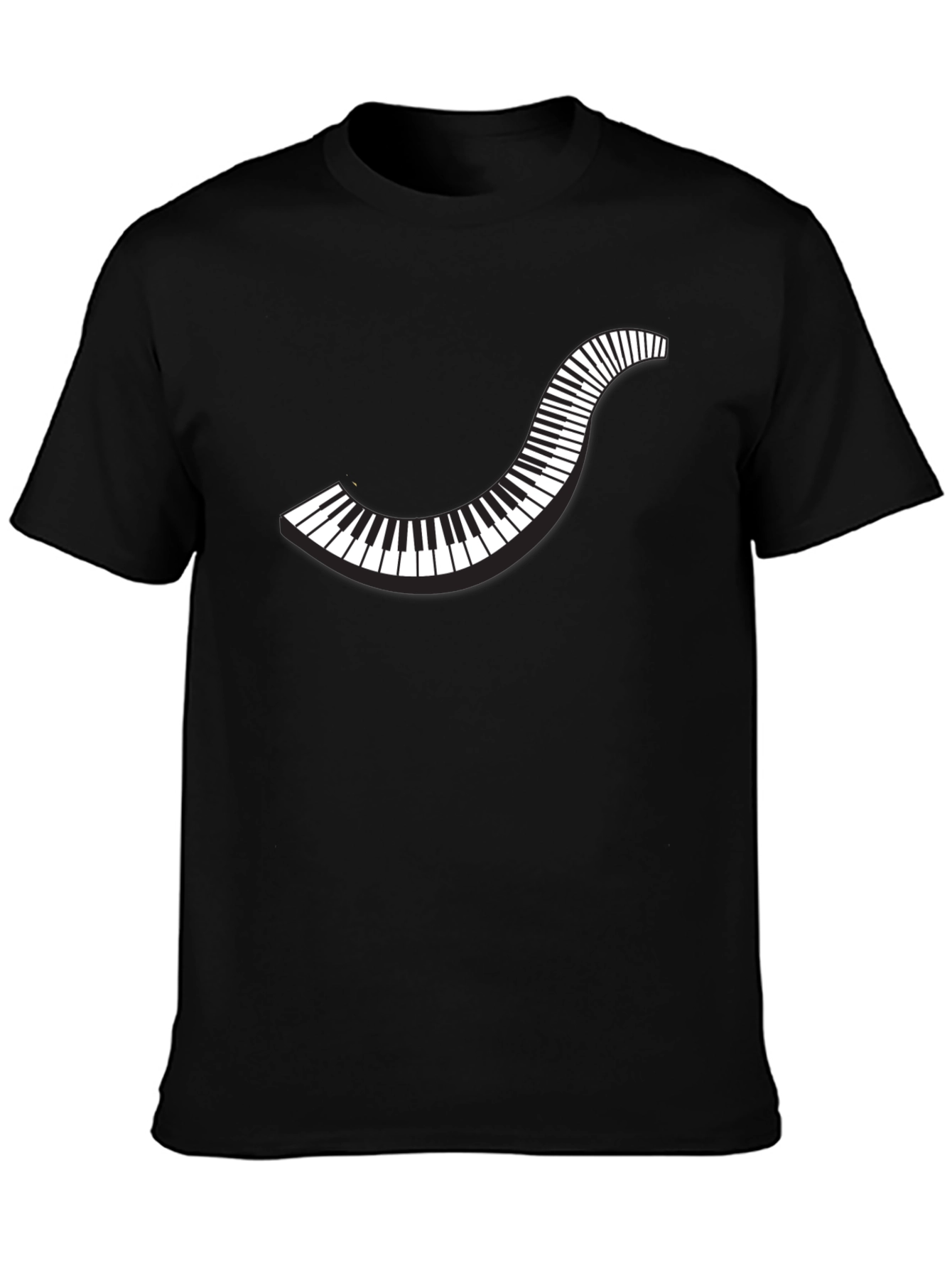 Curved Piano Keys Graphic Tee - Black Cotton T-Shirt