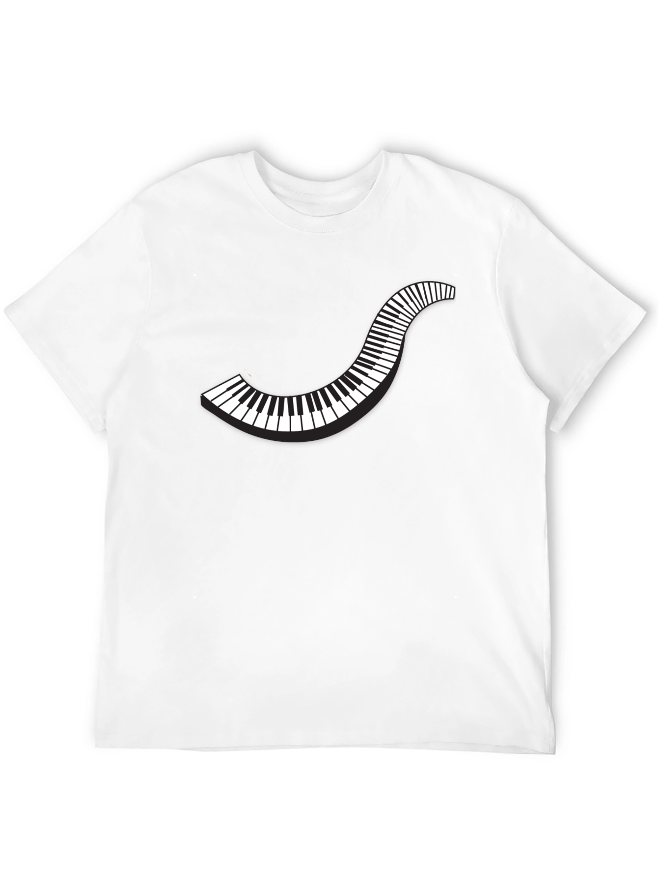 Curved Piano Keys Graphic Tee - Black Cotton T-Shirt