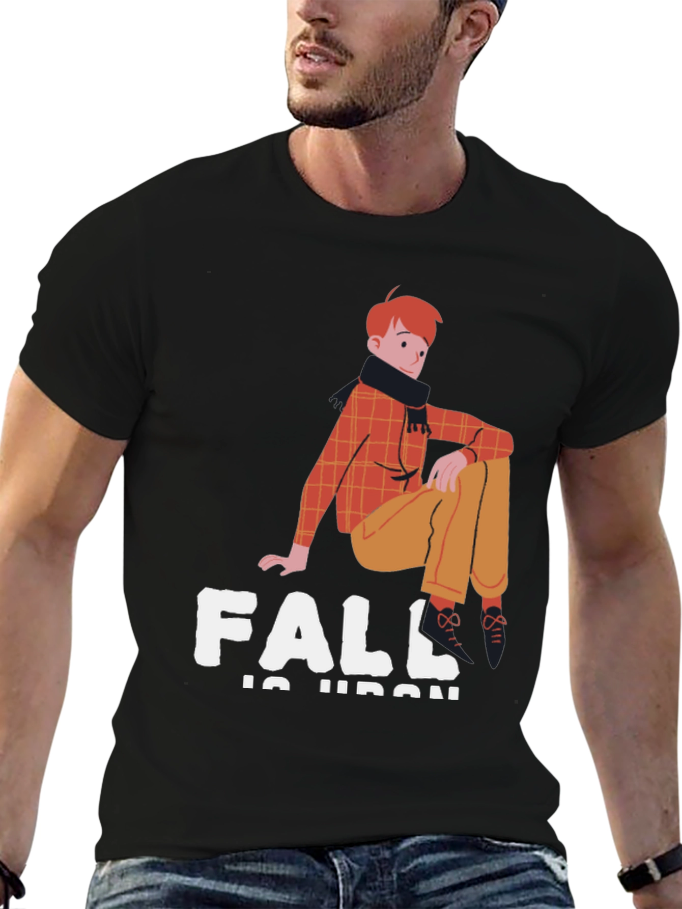 Fall In Urban Black Graphic Tee