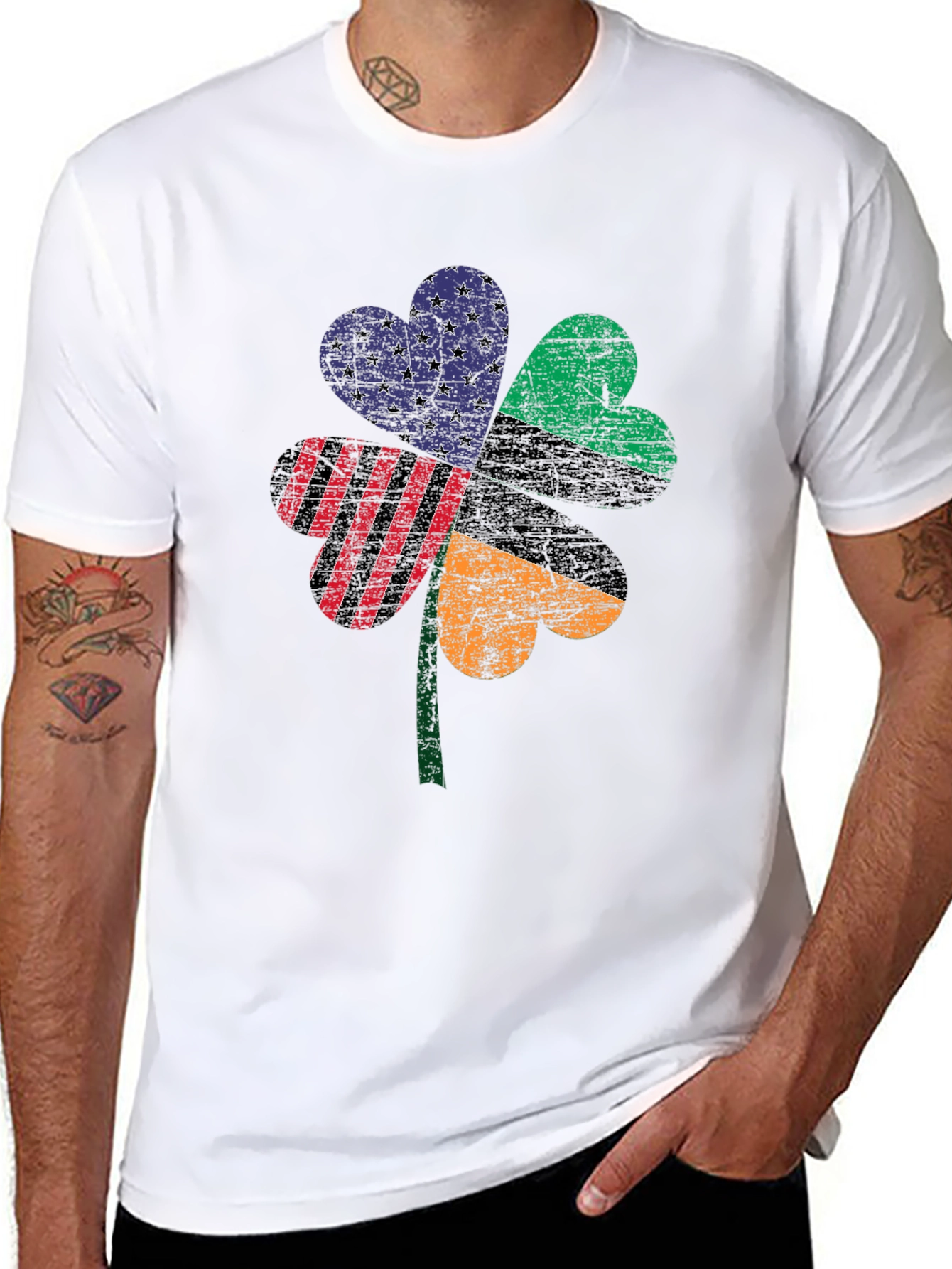 Patriotic Clover Graphic Tee - St. Patricks Day