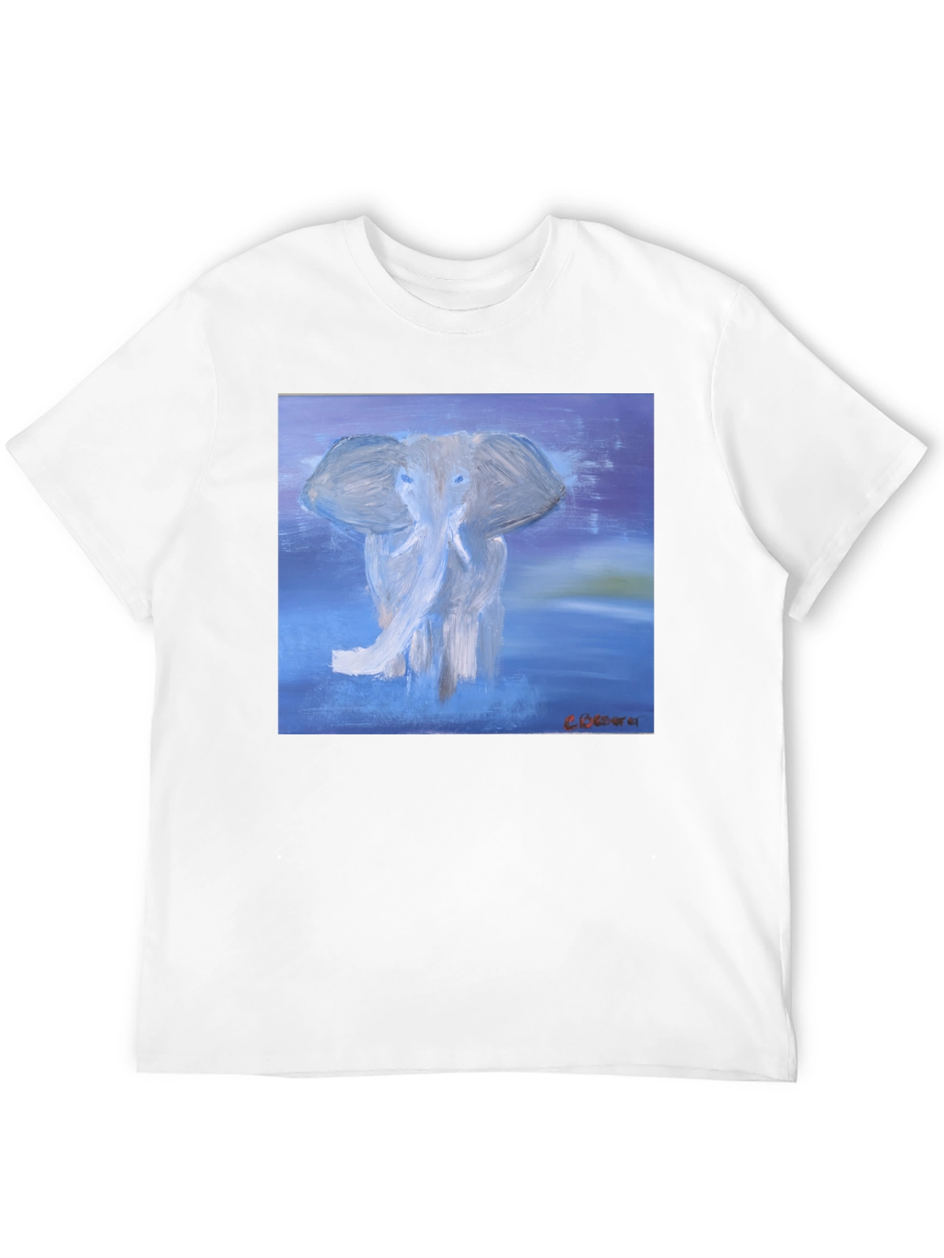 Elephant Art Graphic T-Shirt - Stylish Crew Neck Tee